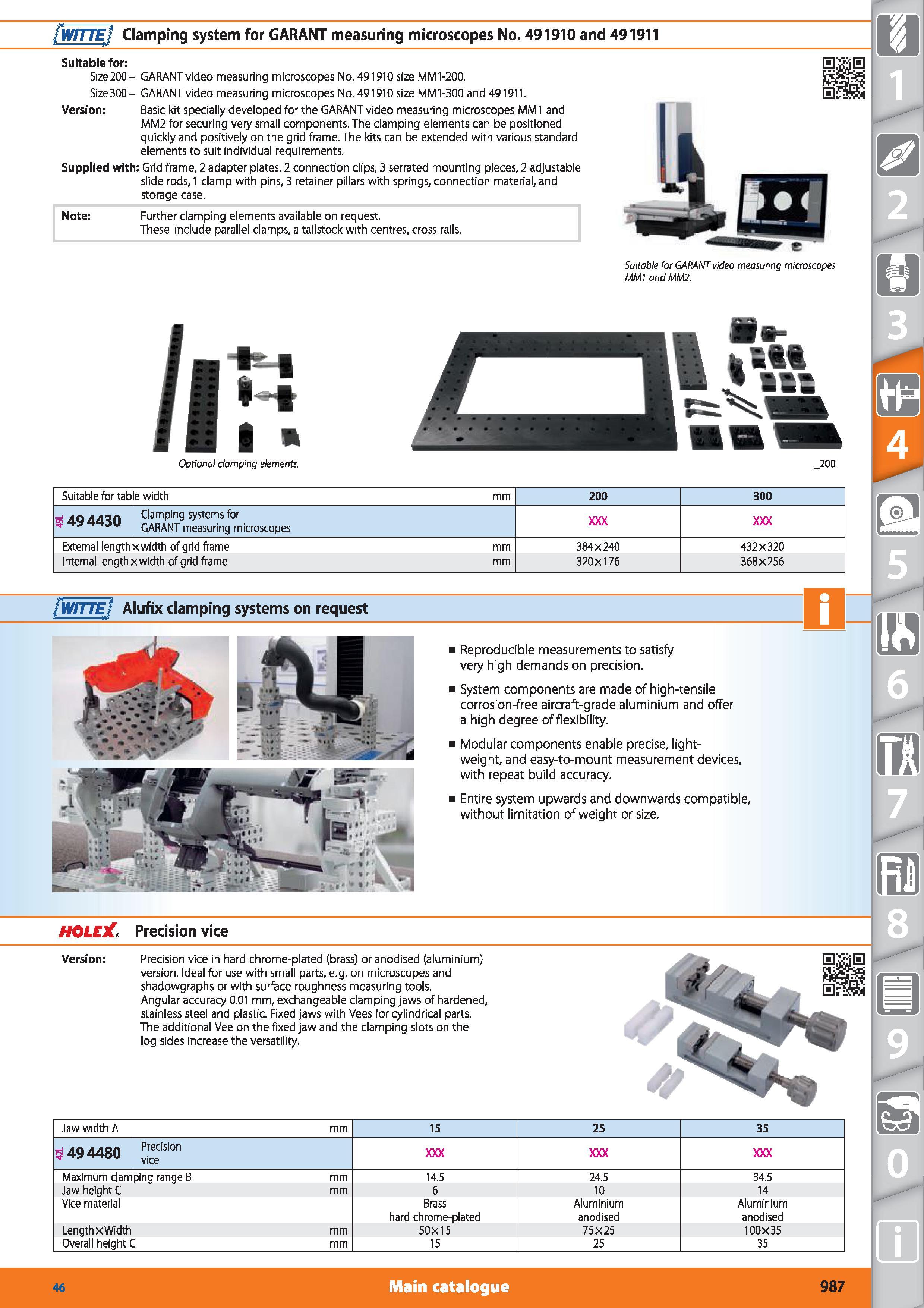 987 J WITTE I Clamping system for GARANT measuring microscopes No 491910 and 491911 Suitable for Size 200- GARANT video measuring microscopes No 4919 Каталог HOFFMANN GROUP 2015 Инструмент режущий слесарный измерительный абразивный Оборудование Комплексные поставки для промышленных предприятий Стр. 987 ENG