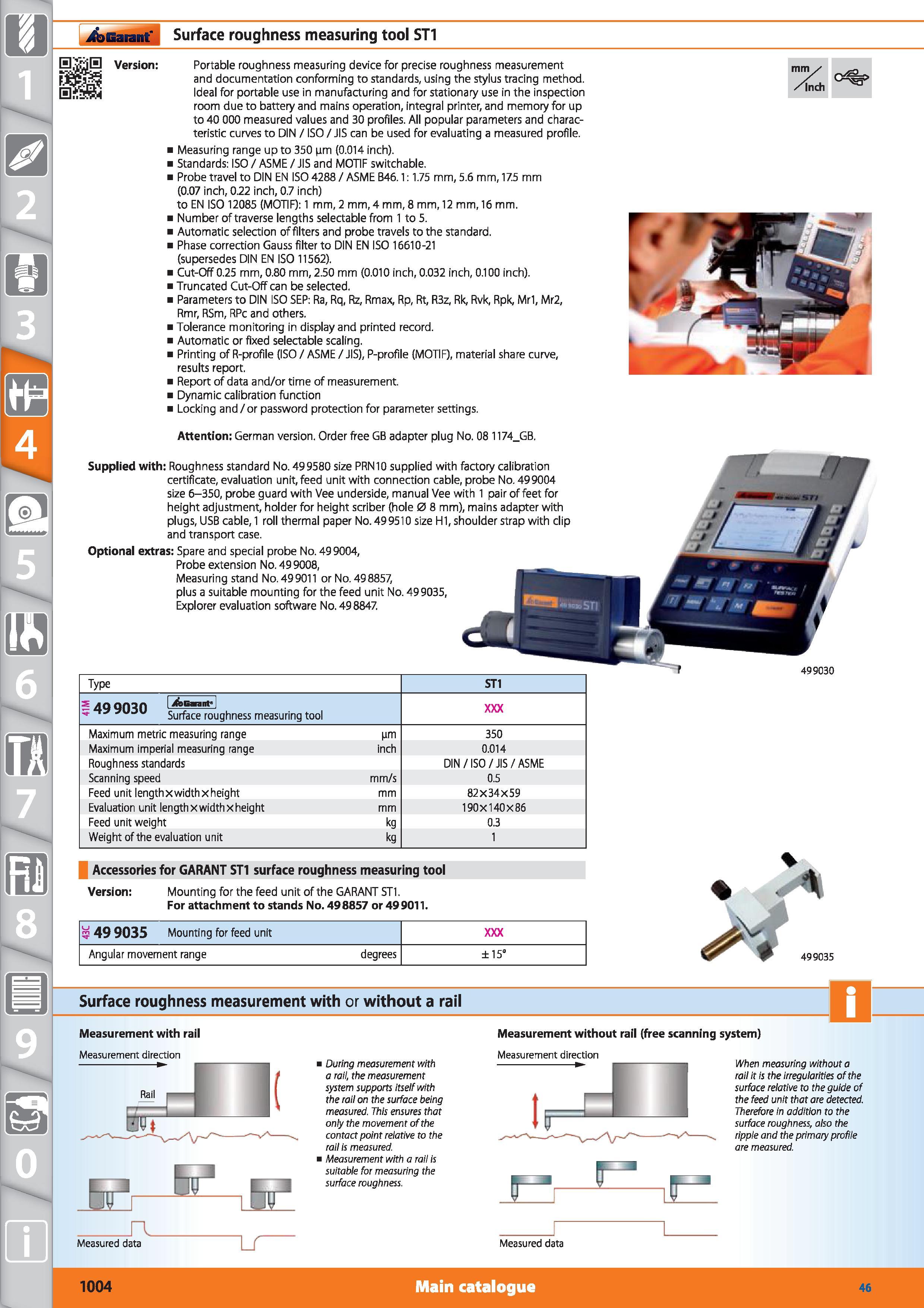 1004 Garant Surface roughness measuring tool ST1 Version Da (Ul Portable roughness measuring device for precise roughness measurement and documentatio Каталог HOFFMANN GROUP 2015 Инструмент режущий слесарный измерительный абразивный Оборудование Комплексные поставки для промышленных предприятий Стр. 1004 ENG