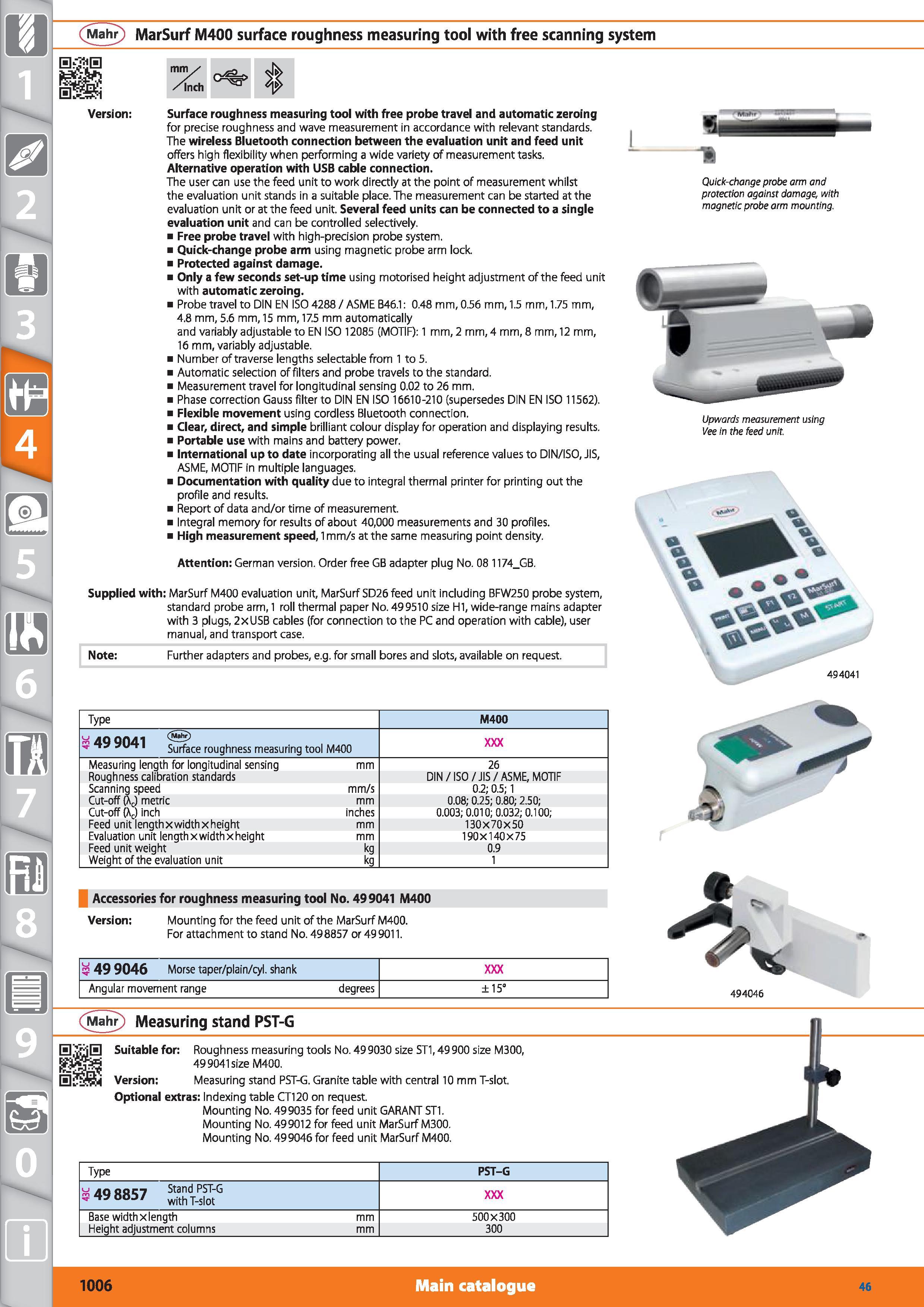 1006 1 Mahr MarSurf M400 surface roughness measuring tool with free scanning system m Inch Surface roughness measuring tool with free probe travel and Каталог HOFFMANN GROUP 2015 Инструмент режущий слесарный измерительный абразивный Оборудование Комплексные поставки для промышленных предприятий Стр. 1006 ENG