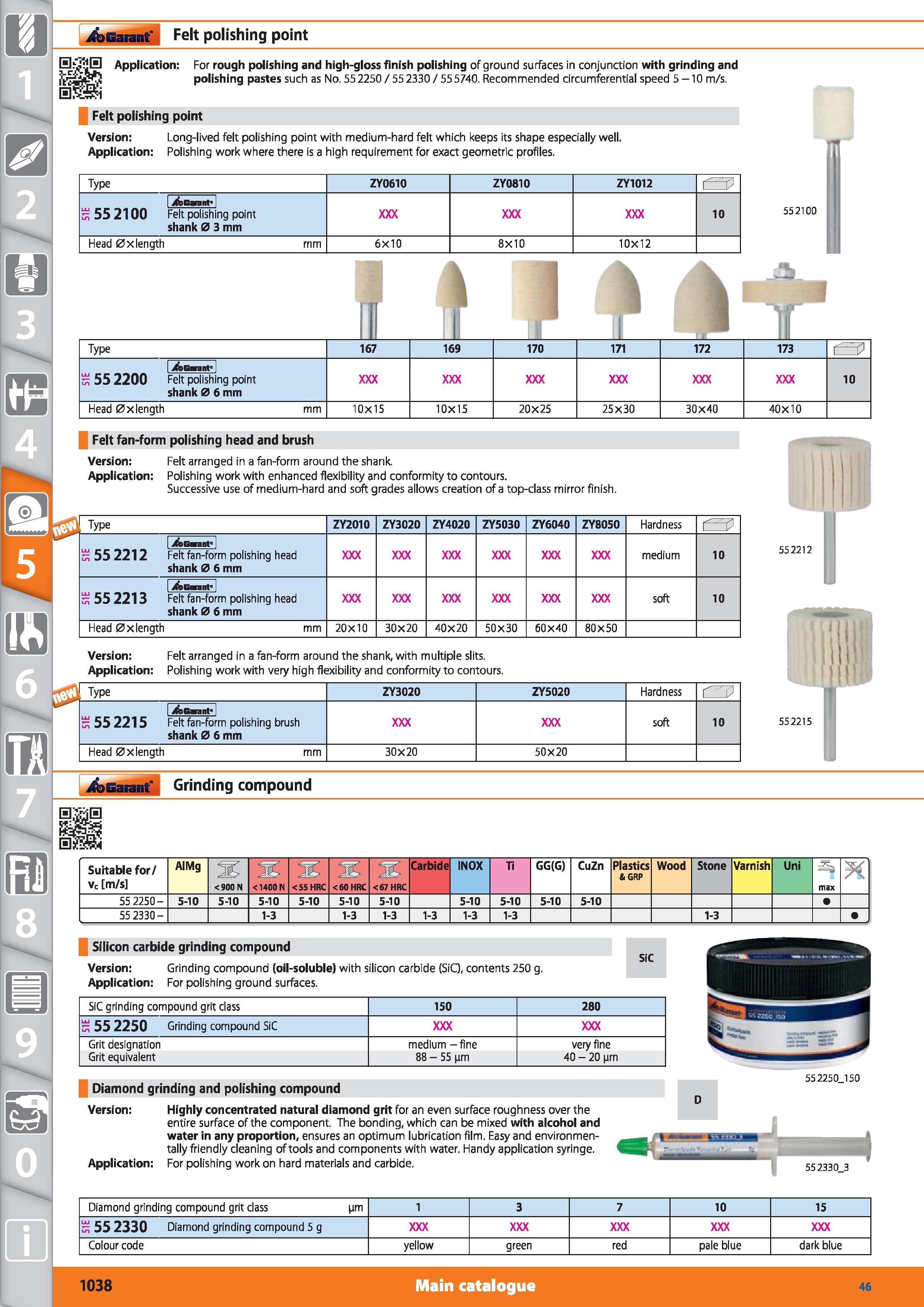 1038 Garant Felt polishing point HApplication For rough polishing and high-gloss finish polishing of ground surfaces in conjunction with grinding and Каталог HOFFMANN GROUP 2015 Инструмент режущий слесарный измерительный абразивный Оборудование Комплексные поставки для промышленных предприятий Стр. 1038 ENG
