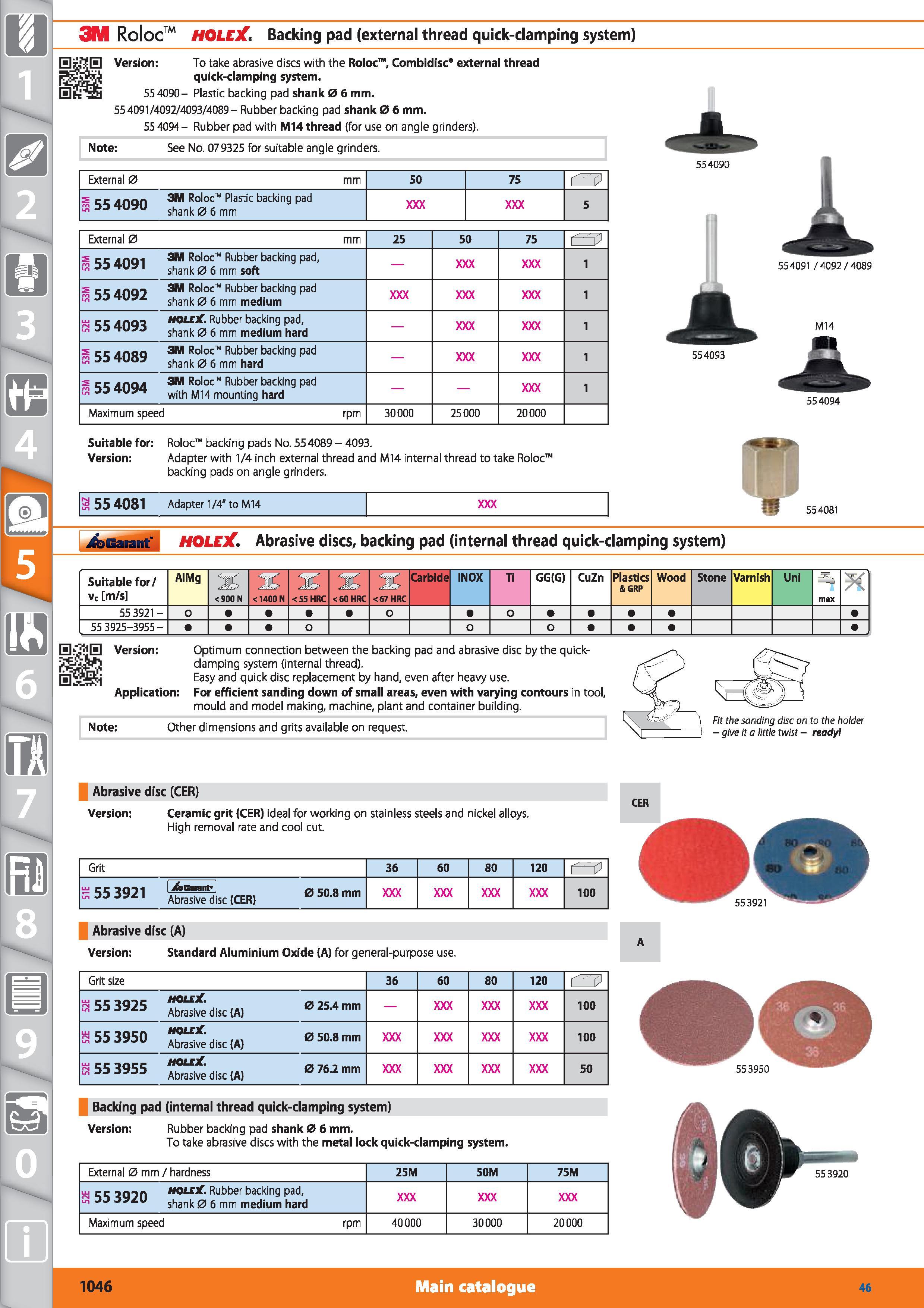 1046 1 3M Roloc HOLE3C' Backing pad (external thread quick-damping system) Sj 50 Version To take abrasive discs with the Roloc , Combidisc external th Каталог HOFFMANN GROUP 2015 Инструмент режущий слесарный измерительный абразивный Оборудование Комплексные поставки для промышленных предприятий Стр. 1046 ENG