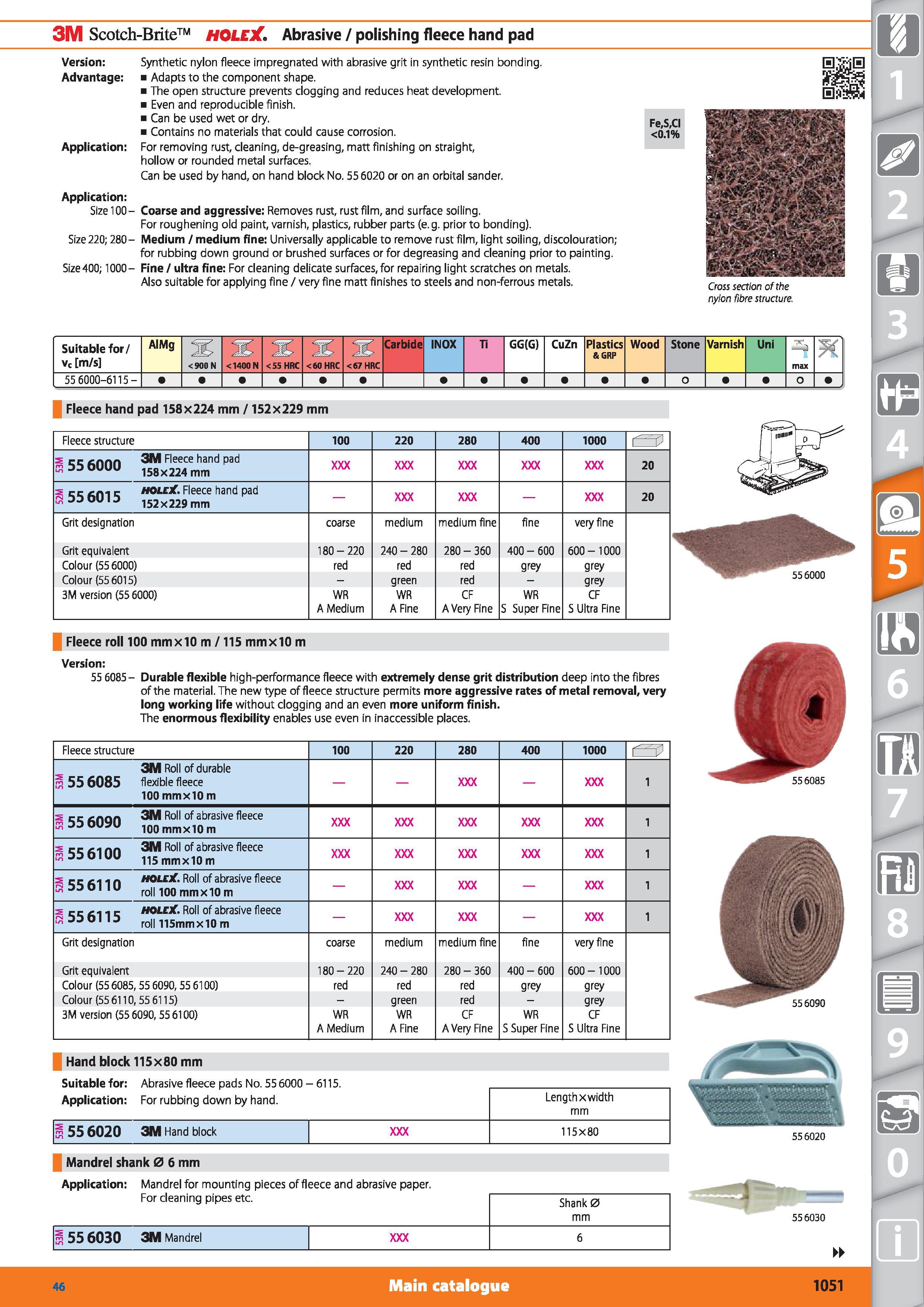 1051 3M Scotch-Brite HOLEX Abrasive / polishing fleece hand pad Version Advantage Application Application Size 100- Size 220; 280-Size 400; 1000- Synt Каталог HOFFMANN GROUP 2015 Инструмент режущий слесарный измерительный абразивный Оборудование Комплексные поставки для промышленных предприятий Стр. 1051 ENG