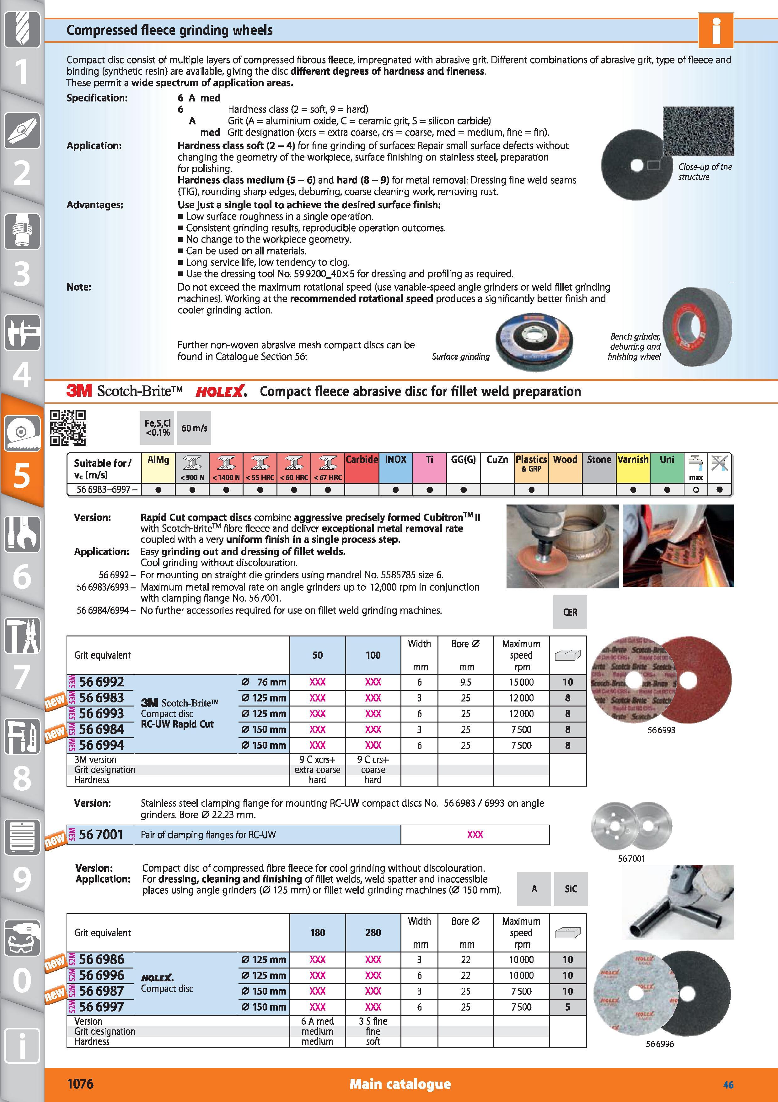 1076 Compressed fleece grinding wheels Compact disc consist of multiple layers of compressed fibrous fleece, impregnated with abrasive grit Different Каталог HOFFMANN GROUP 2015 Инструмент режущий слесарный измерительный абразивный Оборудование Комплексные поставки для промышленных предприятий Стр. 1076 ENG