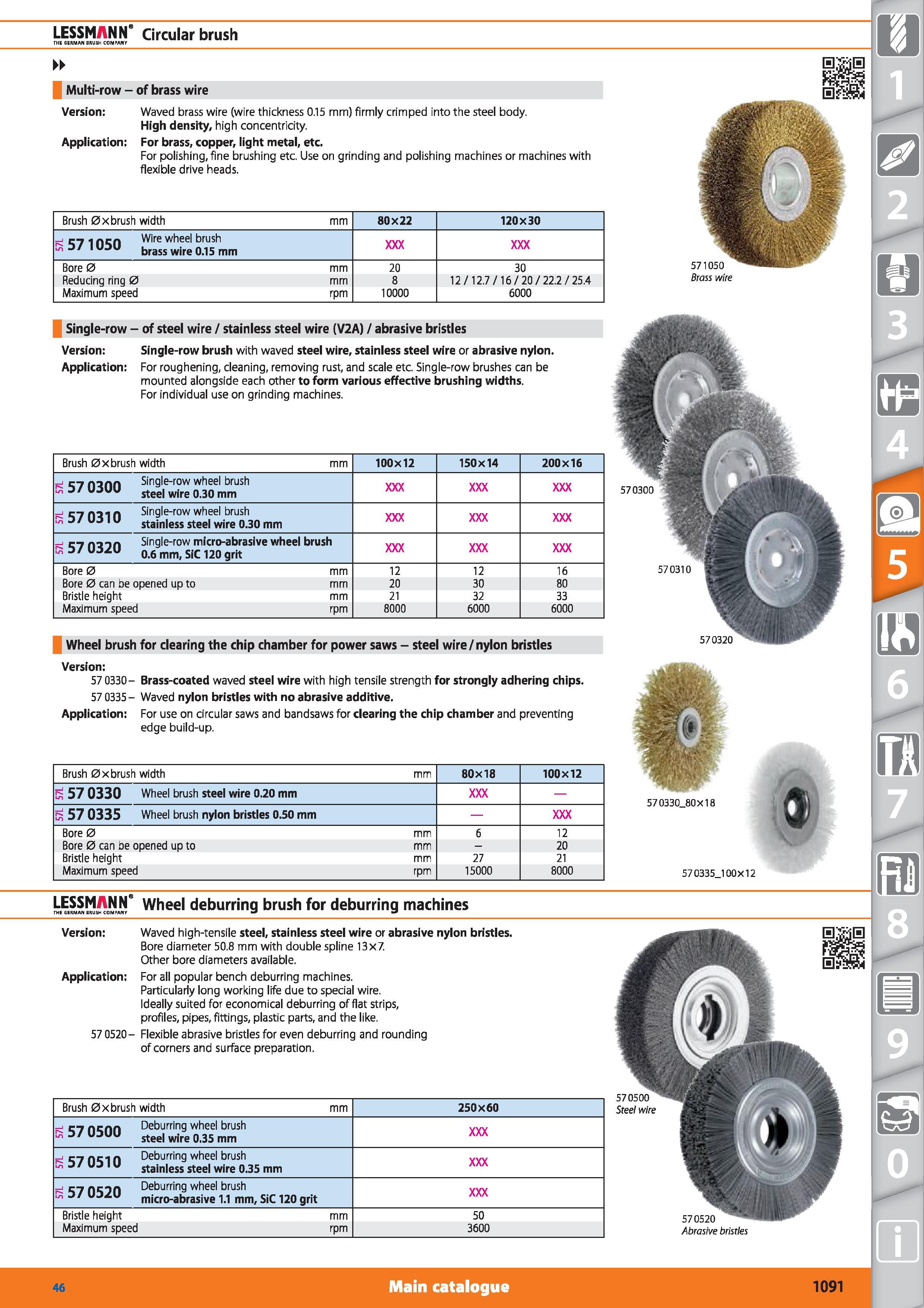 1091 LESSMANN’ Circular brush THE GERMAN BRUSH COMPANY Multi-row - of brass wire Version Waved brass wire (wire thickness 0 15 mm) firmly crimped into Каталог HOFFMANN GROUP 2015 Инструмент режущий слесарный измерительный абразивный Оборудование Комплексные поставки для промышленных предприятий Стр. 1091 ENG