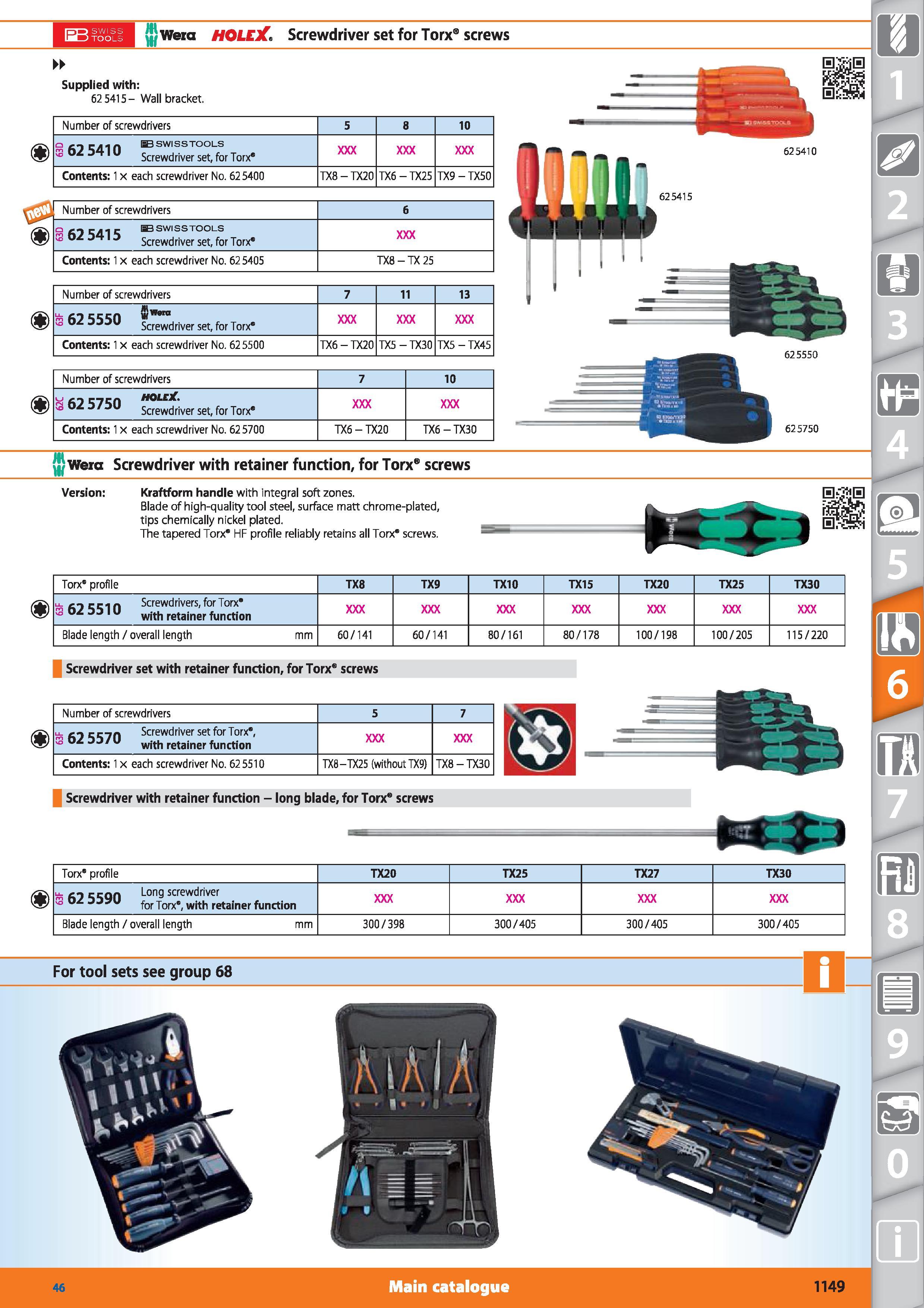 1149 Wera HOLE)(- Screwdriver set for Torx81 screws Supplied with 62 5415- Wall bracket Number of screwdrivers 5 8 10 S3SWISSTOOLS SOU Screwdriver set Каталог HOFFMANN GROUP 2015 Инструмент режущий слесарный измерительный абразивный Оборудование Комплексные поставки для промышленных предприятий Стр. 1149 ENG