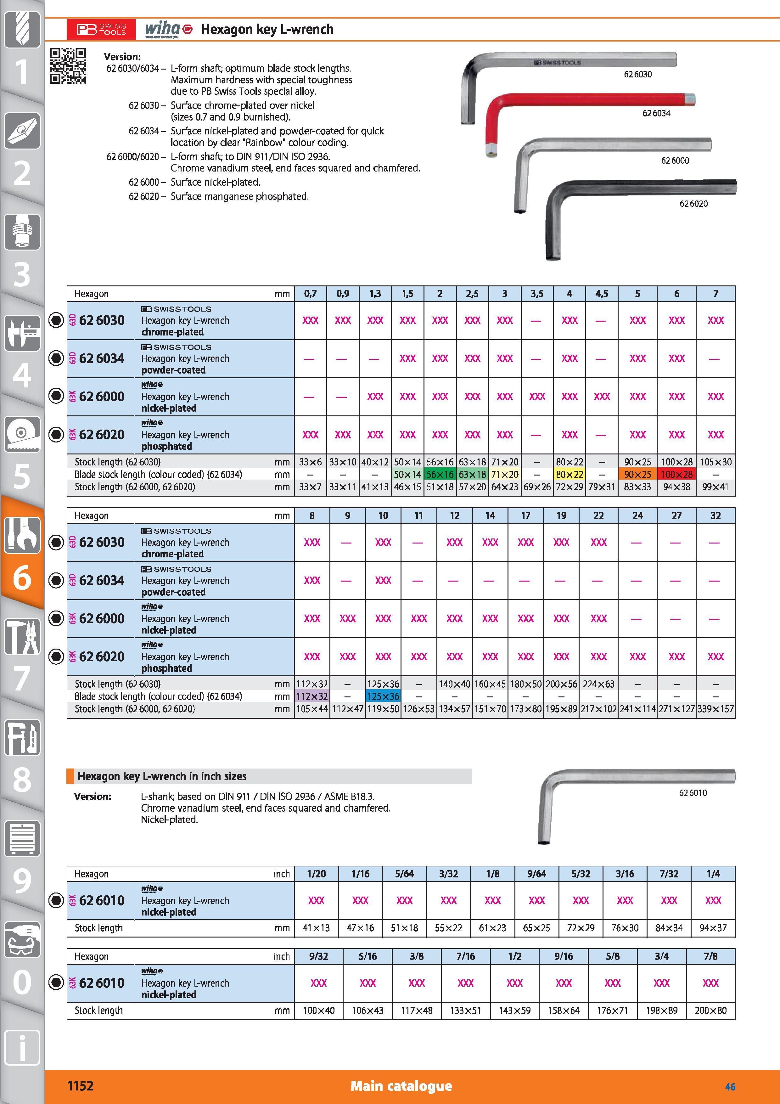 1152 1 wiha Hexagon key L-wrench Version PE-foS 626030/6034- L-form shaft; optimum blade stock lengths EfciE'iM Maximum hardness with special toughnes Каталог HOFFMANN GROUP 2015 Инструмент режущий слесарный измерительный абразивный Оборудование Комплексные поставки для промышленных предприятий Стр. 1152 ENG