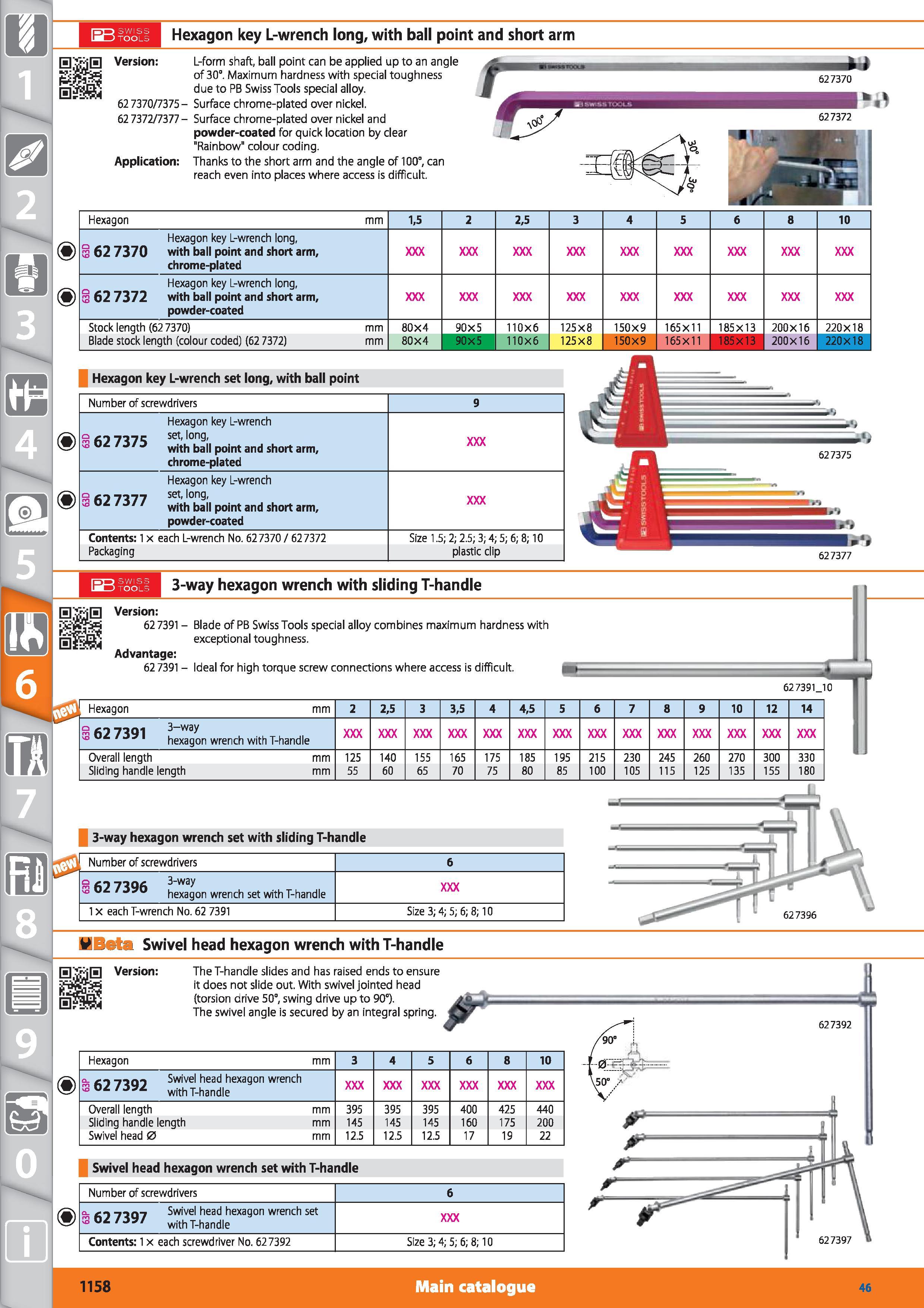 1158 1 Hexagon key L-wrench long, with ball point and short arm Version 62 7370/7375-62 7372/7377 Application L-form shaft, ball point can be applied Каталог HOFFMANN GROUP 2015 Инструмент режущий слесарный измерительный абразивный Оборудование Комплексные поставки для промышленных предприятий Стр. 1158 ENG