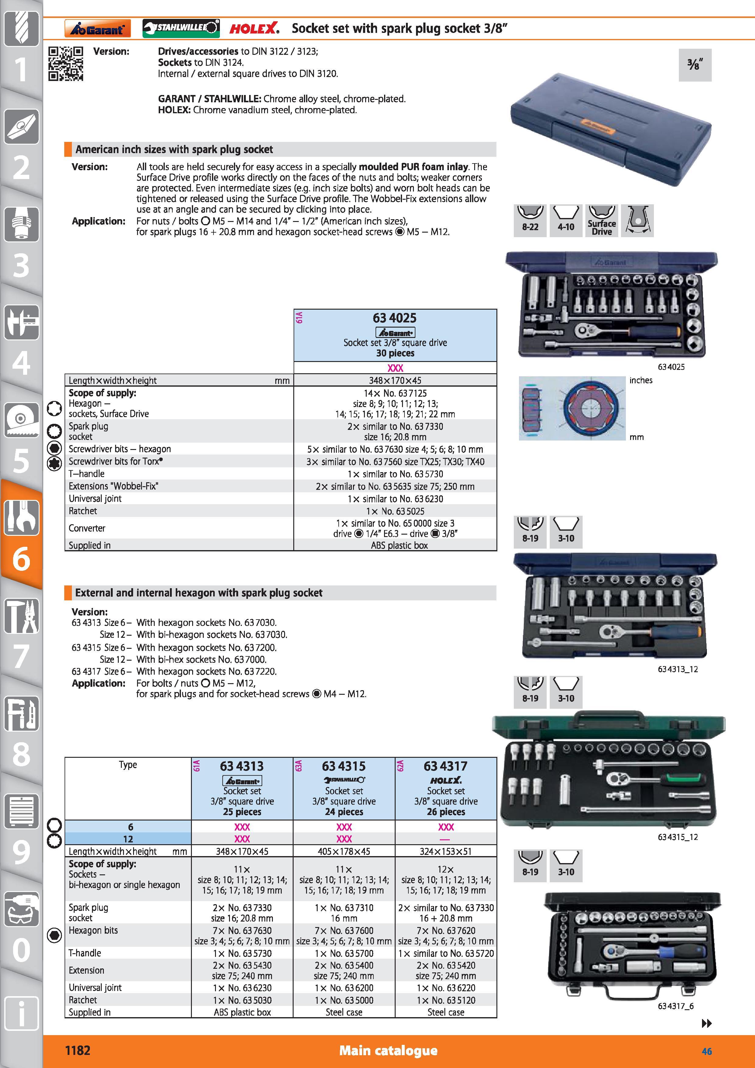 1182 Garant istahlwilleQ HOLEX Socket set with spark plug socket 3/8 GARANT / STAHLWILLE Chrome alloy steel, chrome-plated HOLEX Chrome vanadium steel Каталог HOFFMANN GROUP 2015 Инструмент режущий слесарный измерительный абразивный Оборудование Комплексные поставки для промышленных предприятий Стр. 1182 ENG