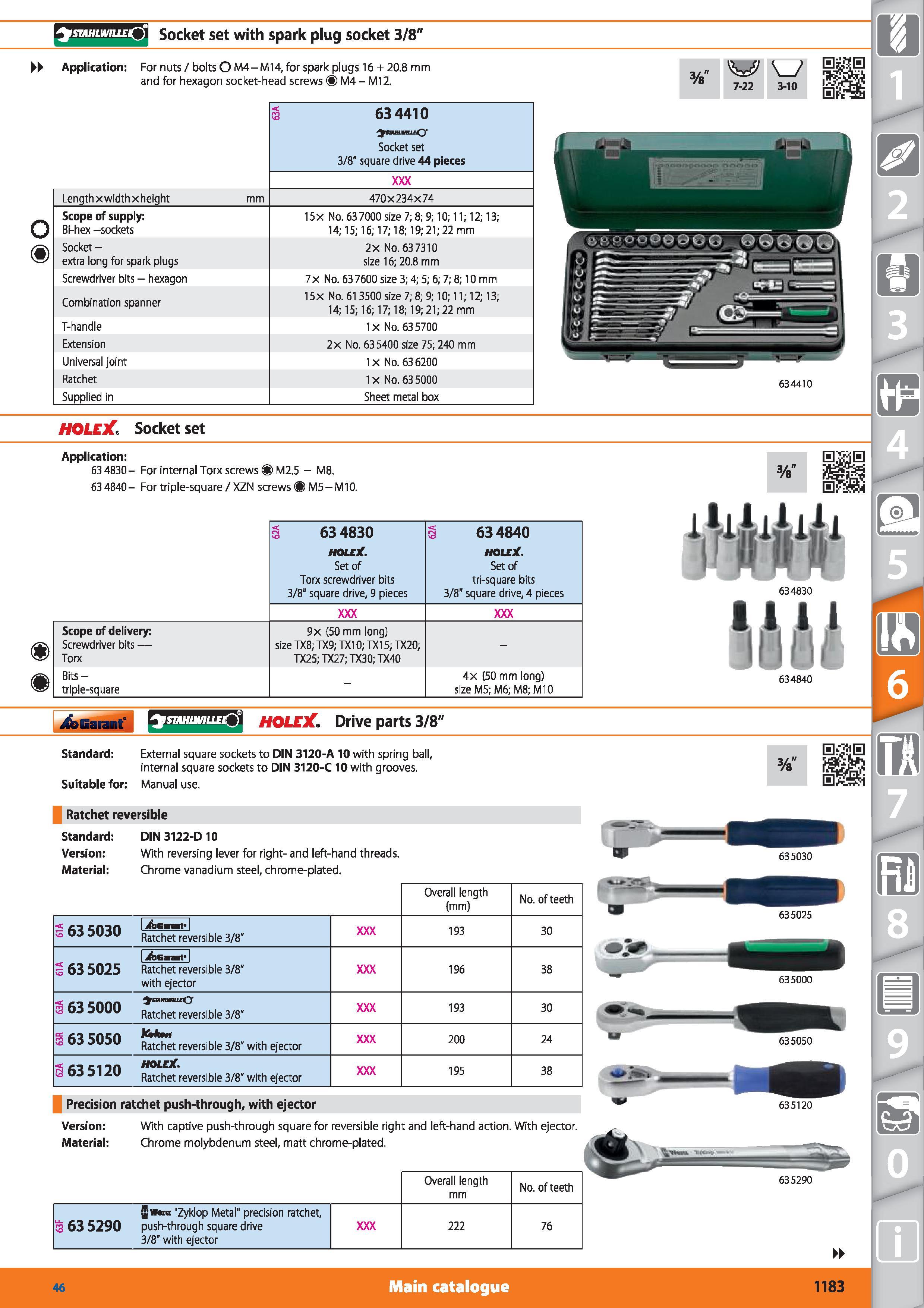 1183 stahlwhieQ Socket set with spark plug socket 3/8 Application For nuts / bolts O M4-M14, for spark plugs 16 + 20 8 mm and for hexagon socket-head Каталог HOFFMANN GROUP 2015 Инструмент режущий слесарный измерительный абразивный Оборудование Комплексные поставки для промышленных предприятий Стр. 1183 ENG