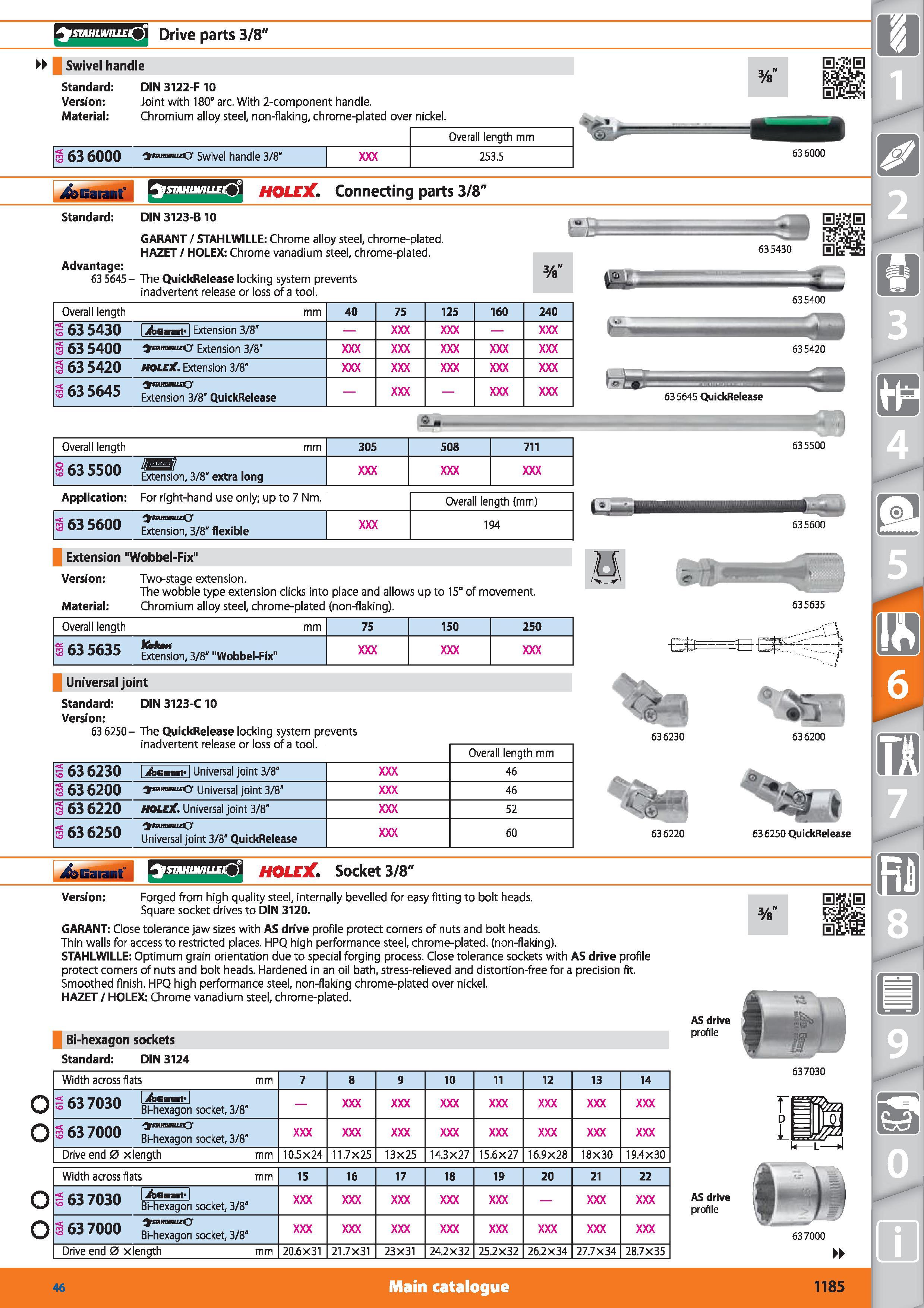 1185 stahlwiu eQ Drive parts 3/8 Swivel handle Standard Version Material DIN 3122-F 10 Joint with 180° arc With 2-component handle Chromium alloy stee Каталог HOFFMANN GROUP 2015 Инструмент режущий слесарный измерительный абразивный Оборудование Комплексные поставки для промышленных предприятий Стр. 1185 ENG