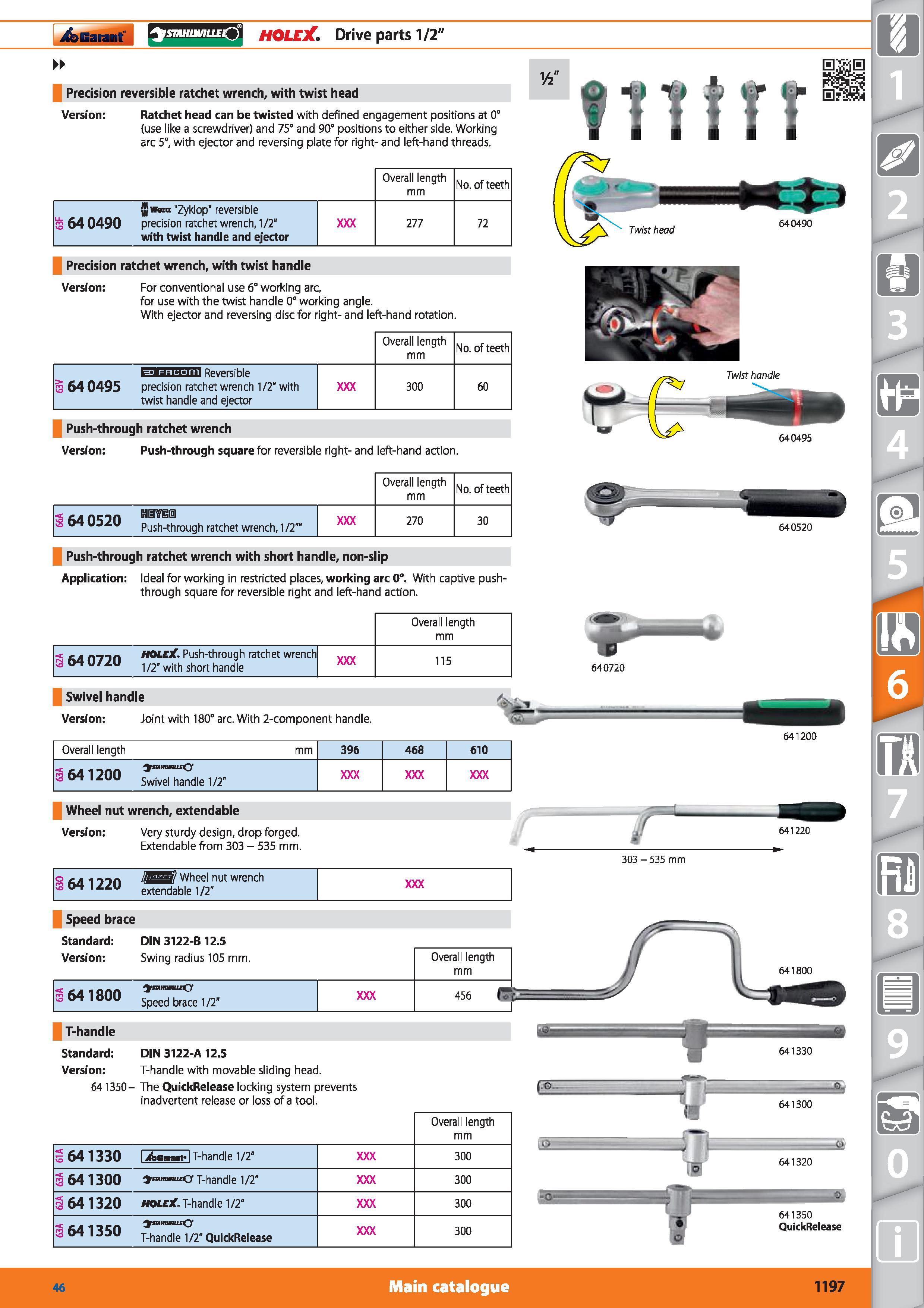 1197 STAHUIVILLE J HOLEX Drive parts 1/2 Precision reversible ratchet wrench, with twist head Version Ratchet head can be twisted with defined engagem Каталог HOFFMANN GROUP 2015 Инструмент режущий слесарный измерительный абразивный Оборудование Комплексные поставки для промышленных предприятий Стр. 1197 ENG