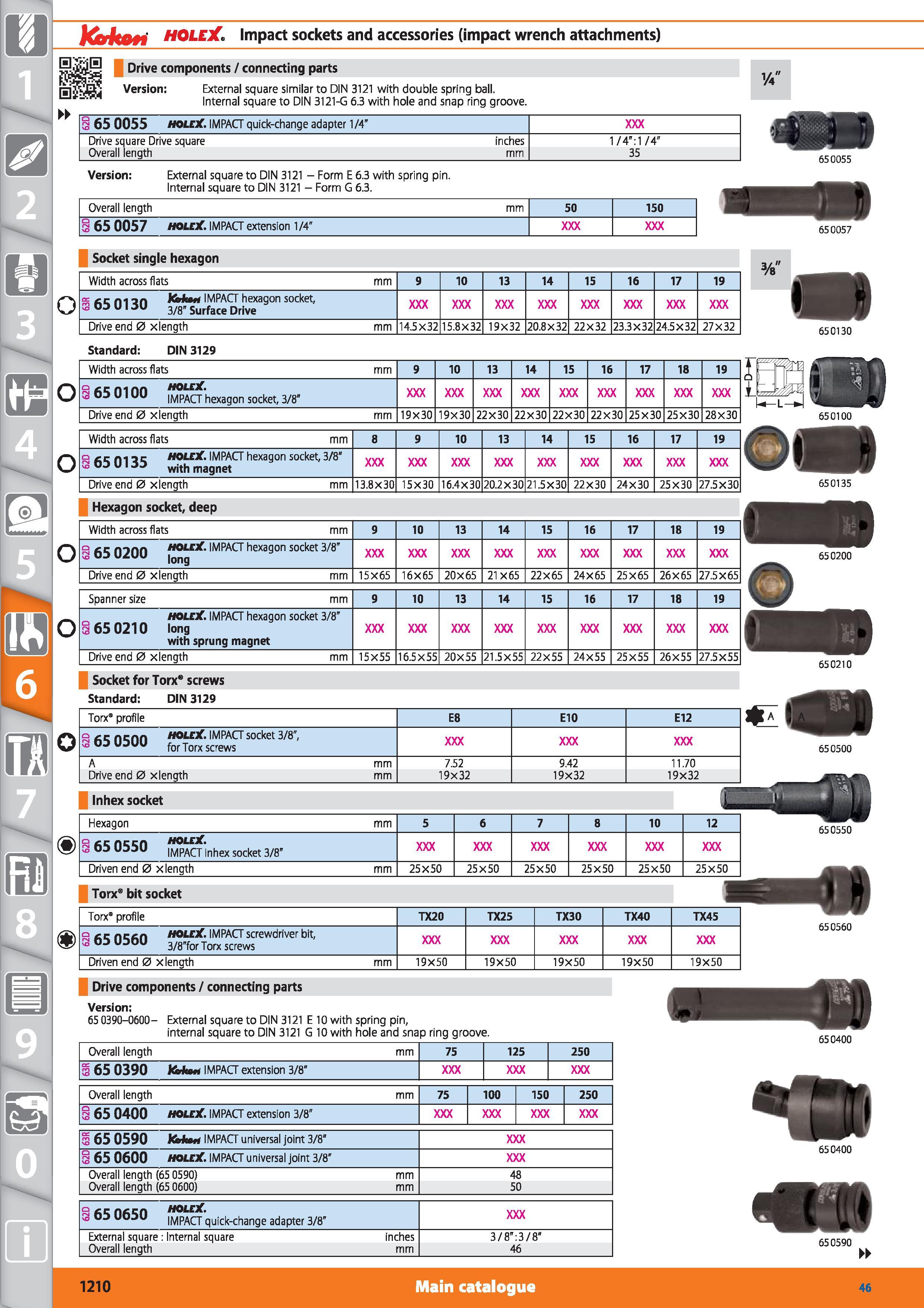 1210 KorkOH HOLEX Impact sockets and accessories (impact wrench attachments) Drive components / connecting parts Version External square similar to DI Каталог HOFFMANN GROUP 2015 Инструмент режущий слесарный измерительный абразивный Оборудование Комплексные поставки для промышленных предприятий Стр. 1210 ENG