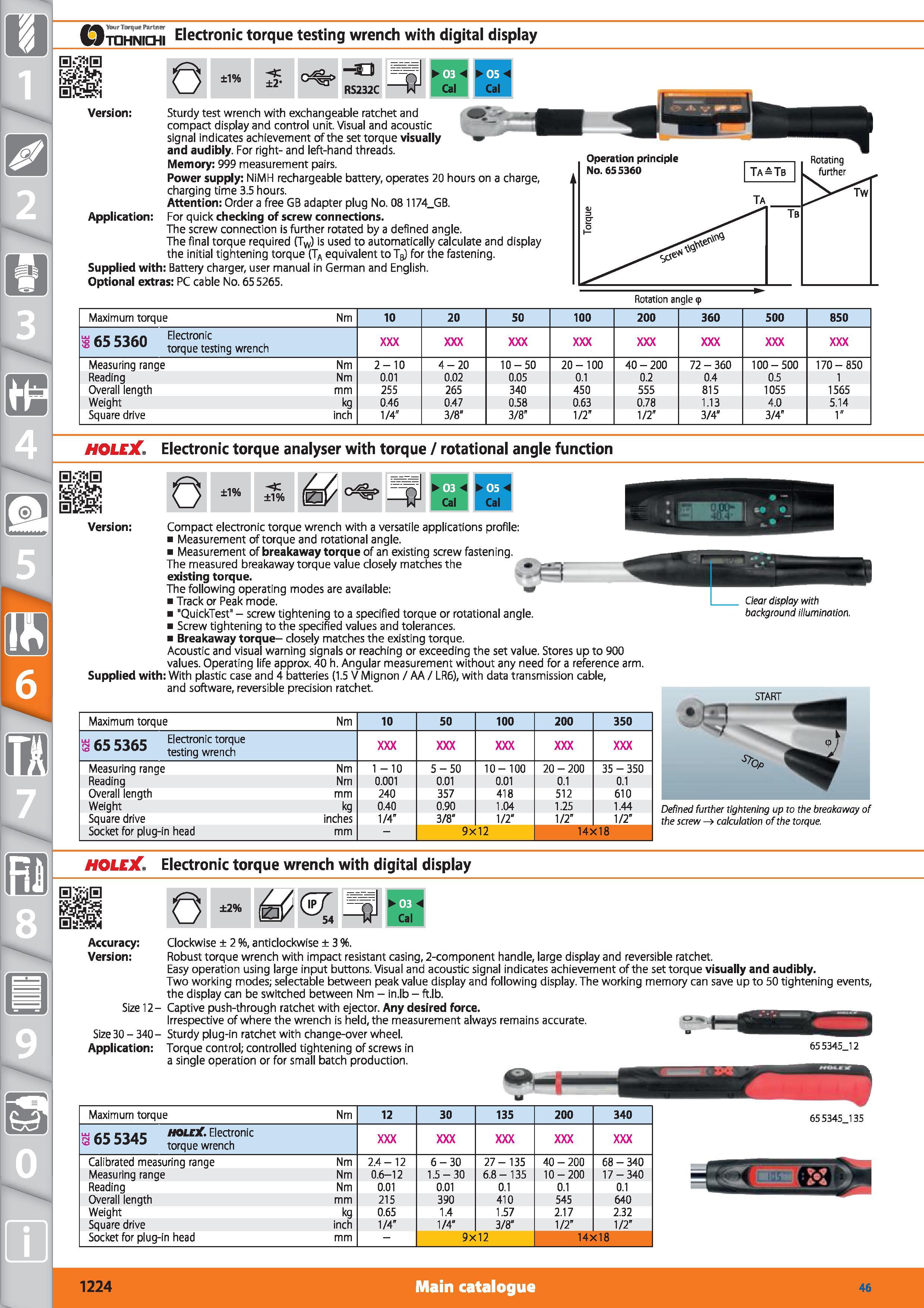 1224 tqhnichi Electronic torque testing wrench with digital display 0 ±1% c -SJ =4 05 ±2' RS232C Cal Cal Version Sturdy test wrench with exchangeable Каталог HOFFMANN GROUP 2015 Инструмент режущий слесарный измерительный абразивный Оборудование Комплексные поставки для промышленных предприятий Стр. 1224 ENG