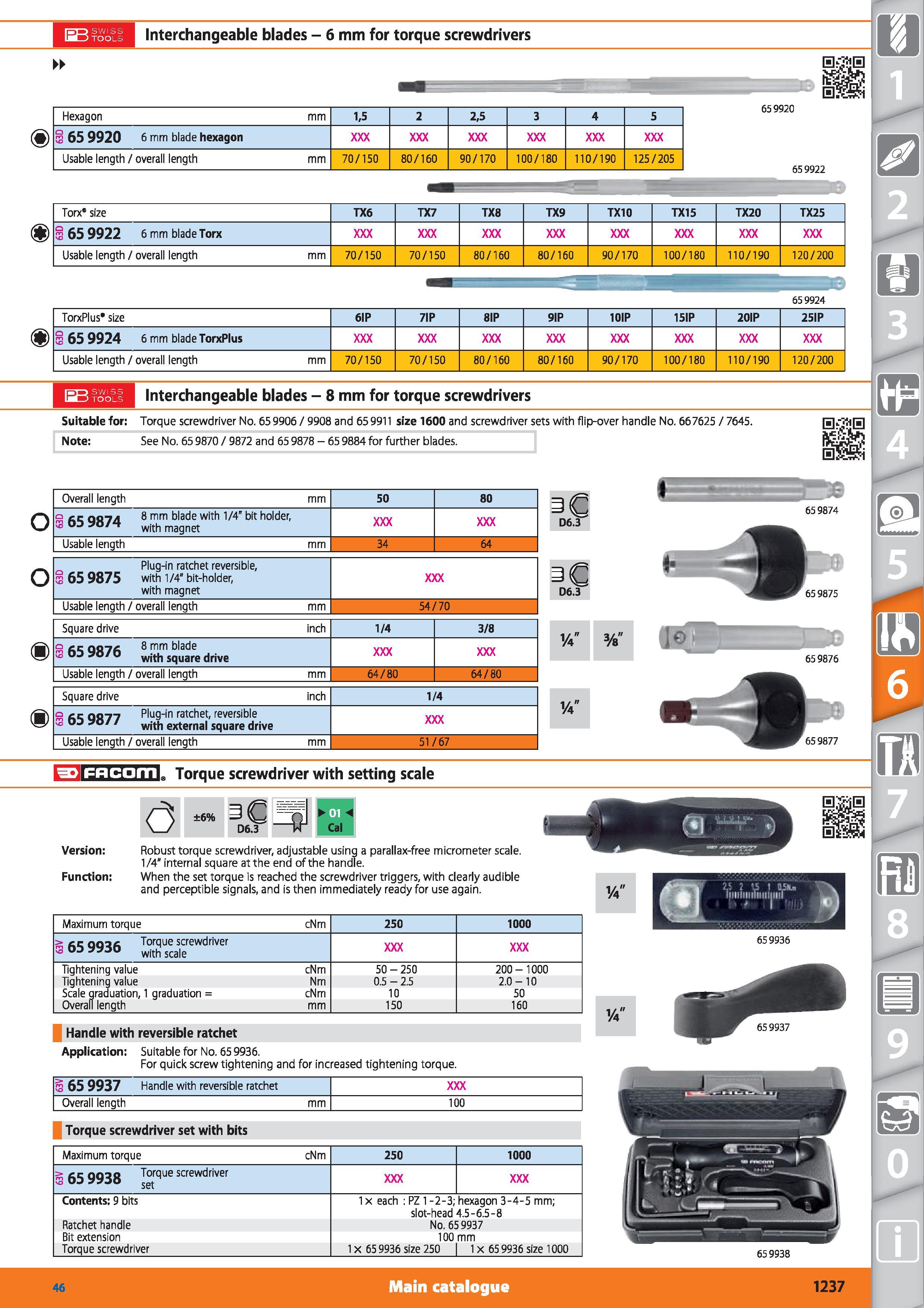 1237 I-JJ SWISS \m)TOOLS Interchangeable blades - 6 mm for torque screwdrivers Flexagon mm 1,5 2 2,5 3 4 5 65 9920 6 mm blade hexagon Usable length / Каталог HOFFMANN GROUP 2015 Инструмент режущий слесарный измерительный абразивный Оборудование Комплексные поставки для промышленных предприятий Стр. 1237 ENG