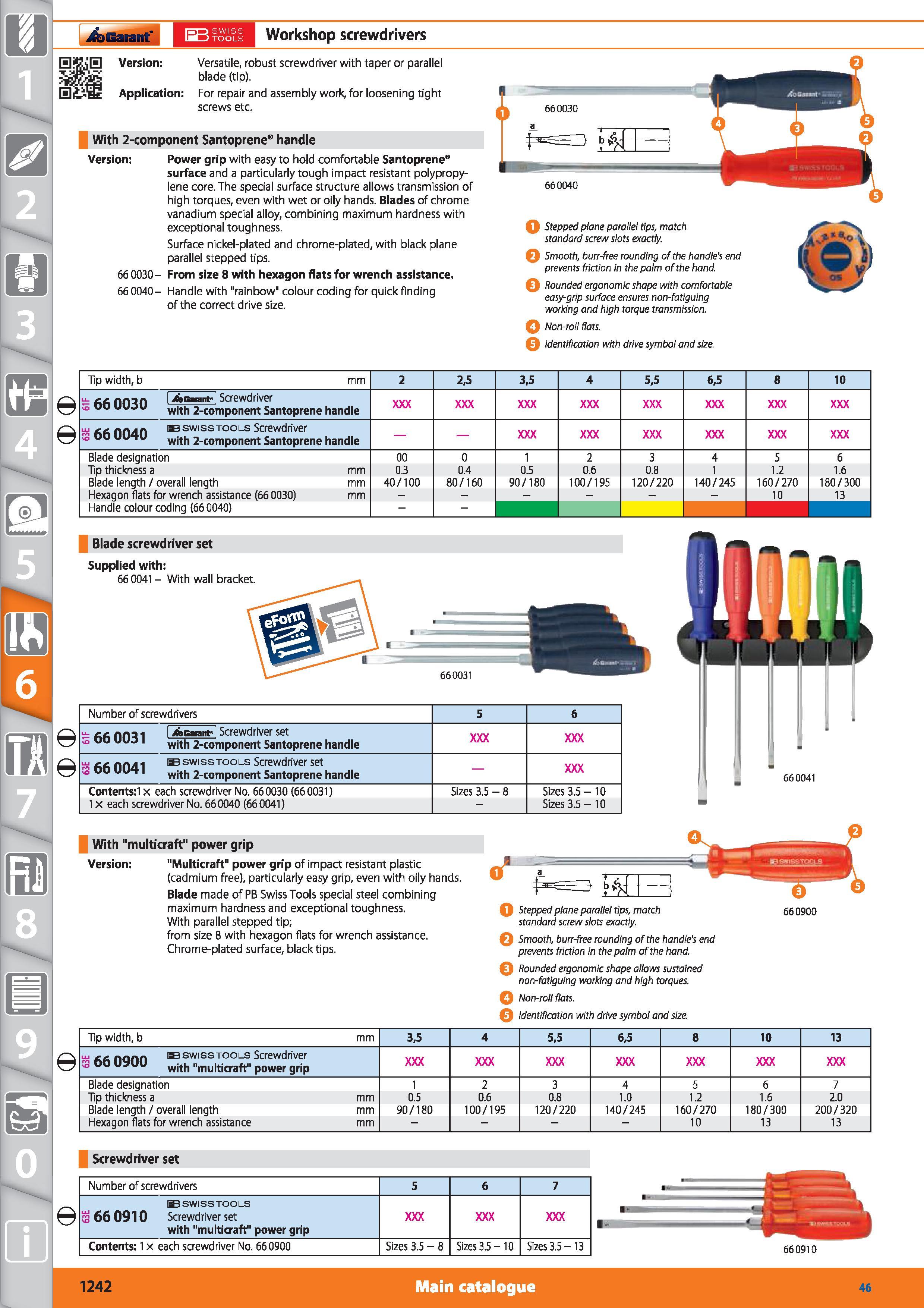 1242 1 ifeGannt Workshop screwdrivers SiCjH Version Application Versatile, robust screwdriver with taper or parallel blade (tip) For repair and assemb Каталог HOFFMANN GROUP 2015 Инструмент режущий слесарный измерительный абразивный Оборудование Комплексные поставки для промышленных предприятий Стр. 1242 ENG
