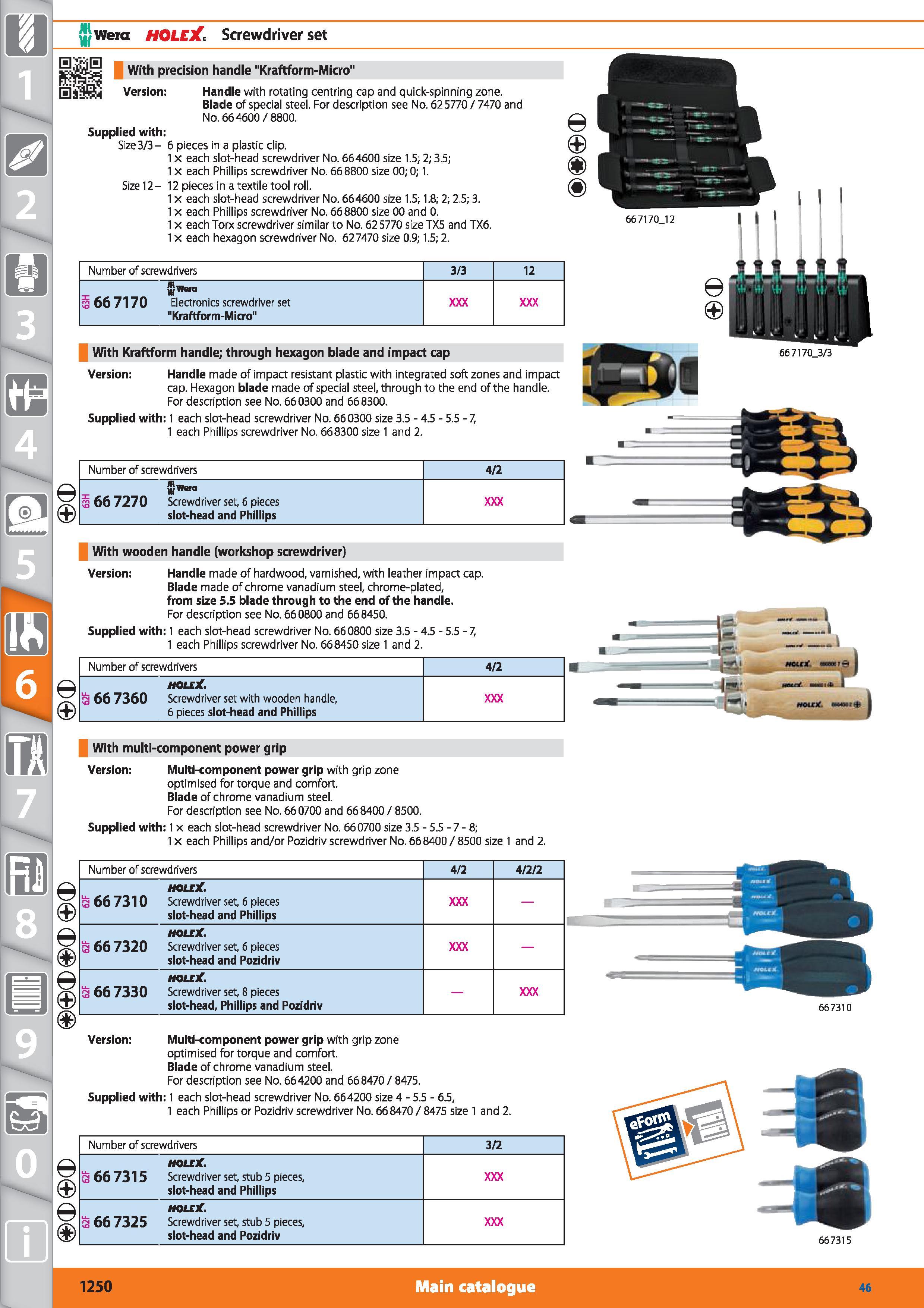 1250 1 m w Wera HOLEX Screwdriver set With precision handle Kraftform-Micro Version Handle with rotating centring cap and quick-spinning zone Blade of Каталог HOFFMANN GROUP 2015 Инструмент режущий слесарный измерительный абразивный Оборудование Комплексные поставки для промышленных предприятий Стр. 1250 ENG