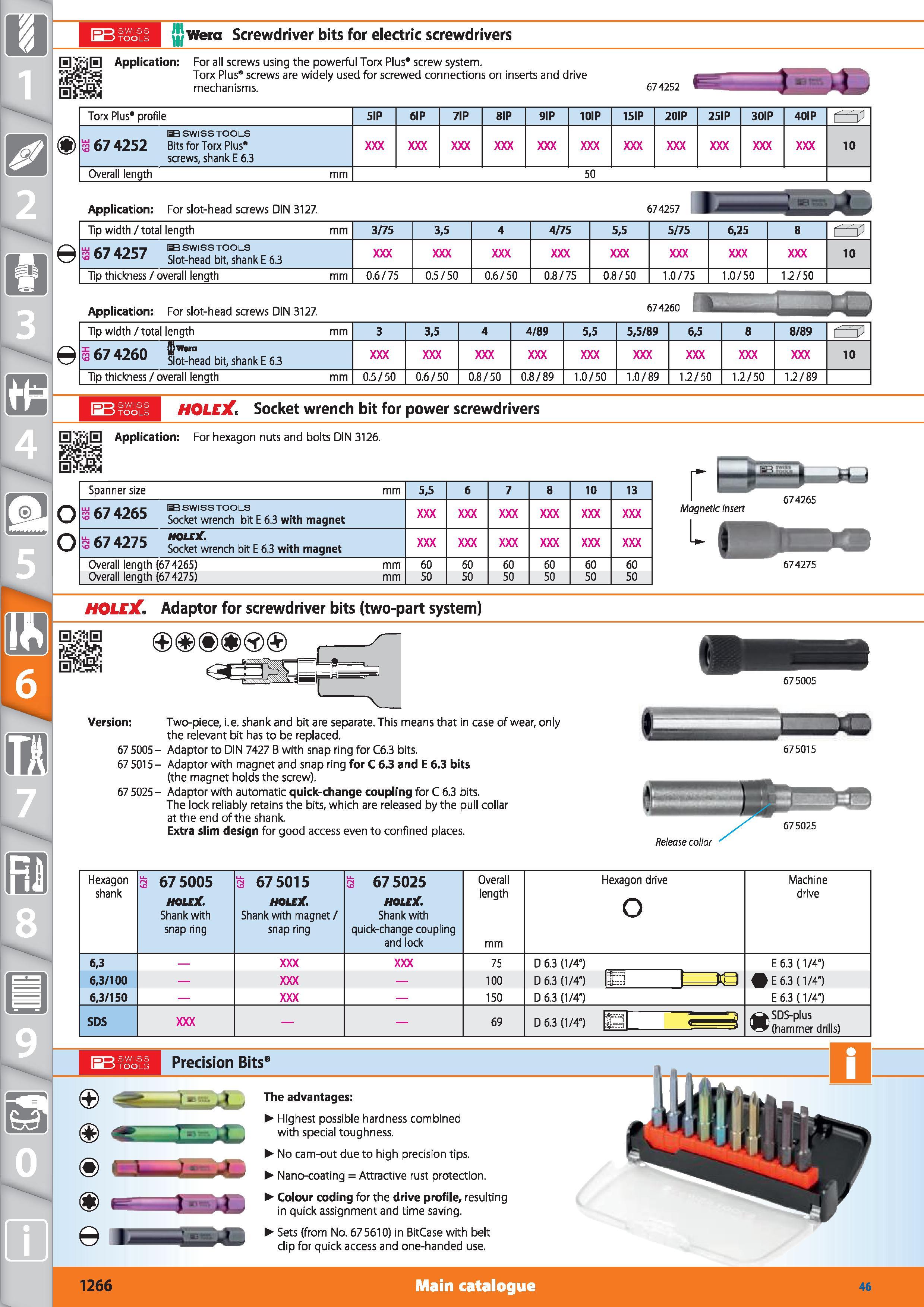 1266 I-JJ SWISS \m) TOOLS UJwera Screwdriver bits for electric screwdrivers Application For all screws using the powerful Torx Plus screw system Torx Каталог HOFFMANN GROUP 2015 Инструмент режущий слесарный измерительный абразивный Оборудование Комплексные поставки для промышленных предприятий Стр. 1266 ENG