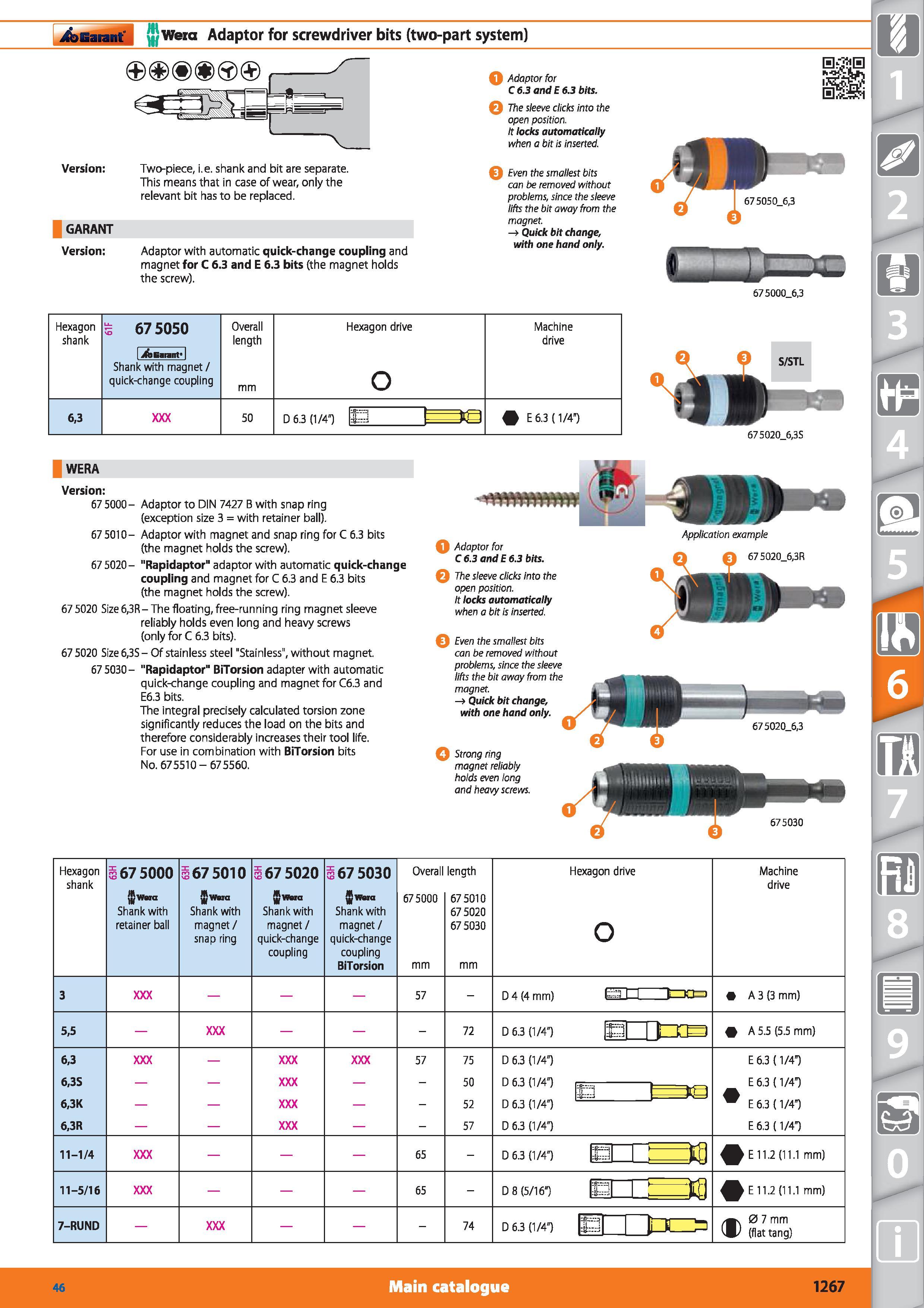 1267 Garant Wera Adaptor for screwdriver bits (two-part system) < )< >0 Version GARANT Version Two-piece, i e shank and bit are separate This means th Каталог HOFFMANN GROUP 2015 Инструмент режущий слесарный измерительный абразивный Оборудование Комплексные поставки для промышленных предприятий Стр. 1267 ENG