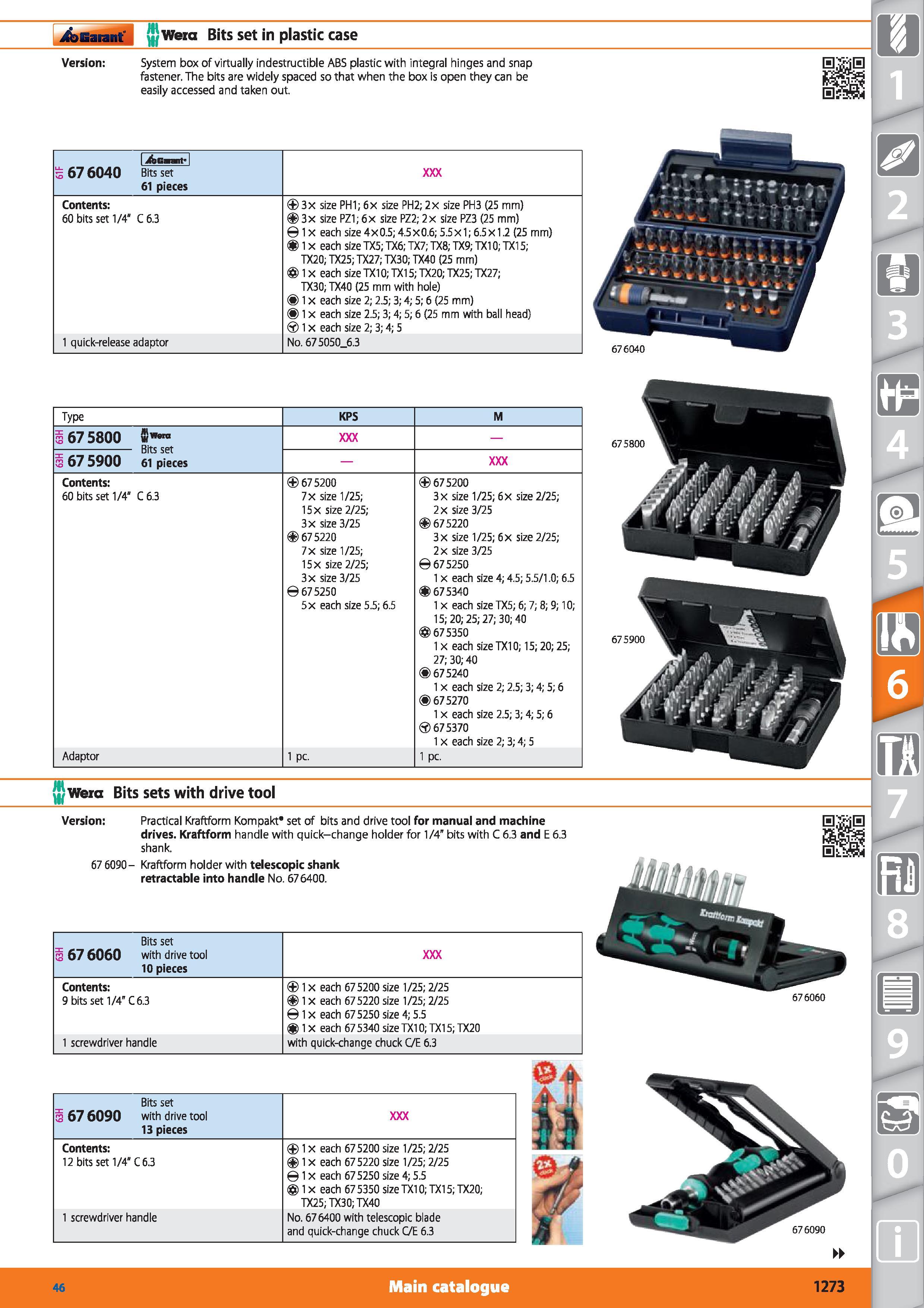 1273 Garant Wera Bits set in plastic case Version System box of virtually indestructible ABS plastic with integral hinges and snap fastener The bits a Каталог HOFFMANN GROUP 2015 Инструмент режущий слесарный измерительный абразивный Оборудование Комплексные поставки для промышленных предприятий Стр. 1273 ENG