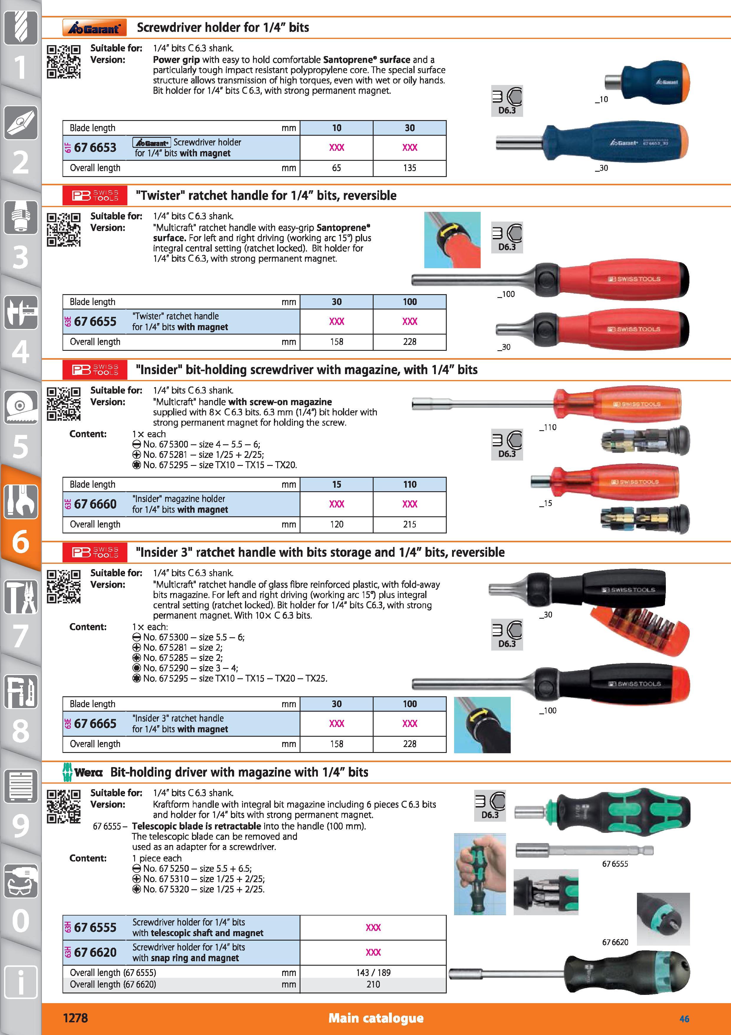 1278 Garant Screwdriver holder for 1/4 bits Suitable for Version 1/4 bits C6 3 shank Power grip with easy to hold comfortable Santoprene” surface and Каталог HOFFMANN GROUP 2015 Инструмент режущий слесарный измерительный абразивный Оборудование Комплексные поставки для промышленных предприятий Стр. 1278 ENG