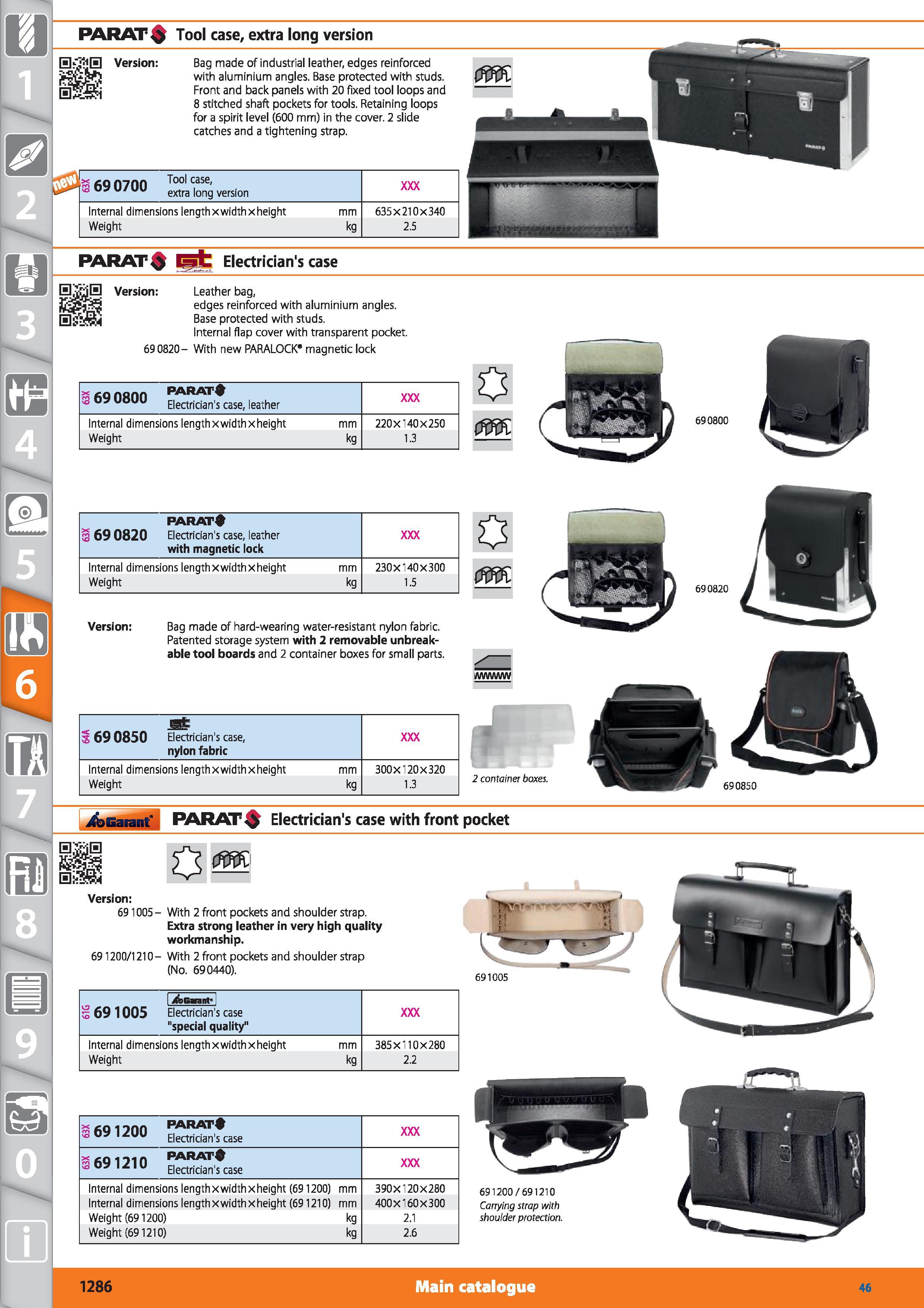 1286 PARAT Tool case, extra long version Version Bag made of industrial leather, edges reinforced with aluminium angles Base protected with studs gJ’J Каталог HOFFMANN GROUP 2015 Инструмент режущий слесарный измерительный абразивный Оборудование Комплексные поставки для промышленных предприятий Стр. 1286 ENG