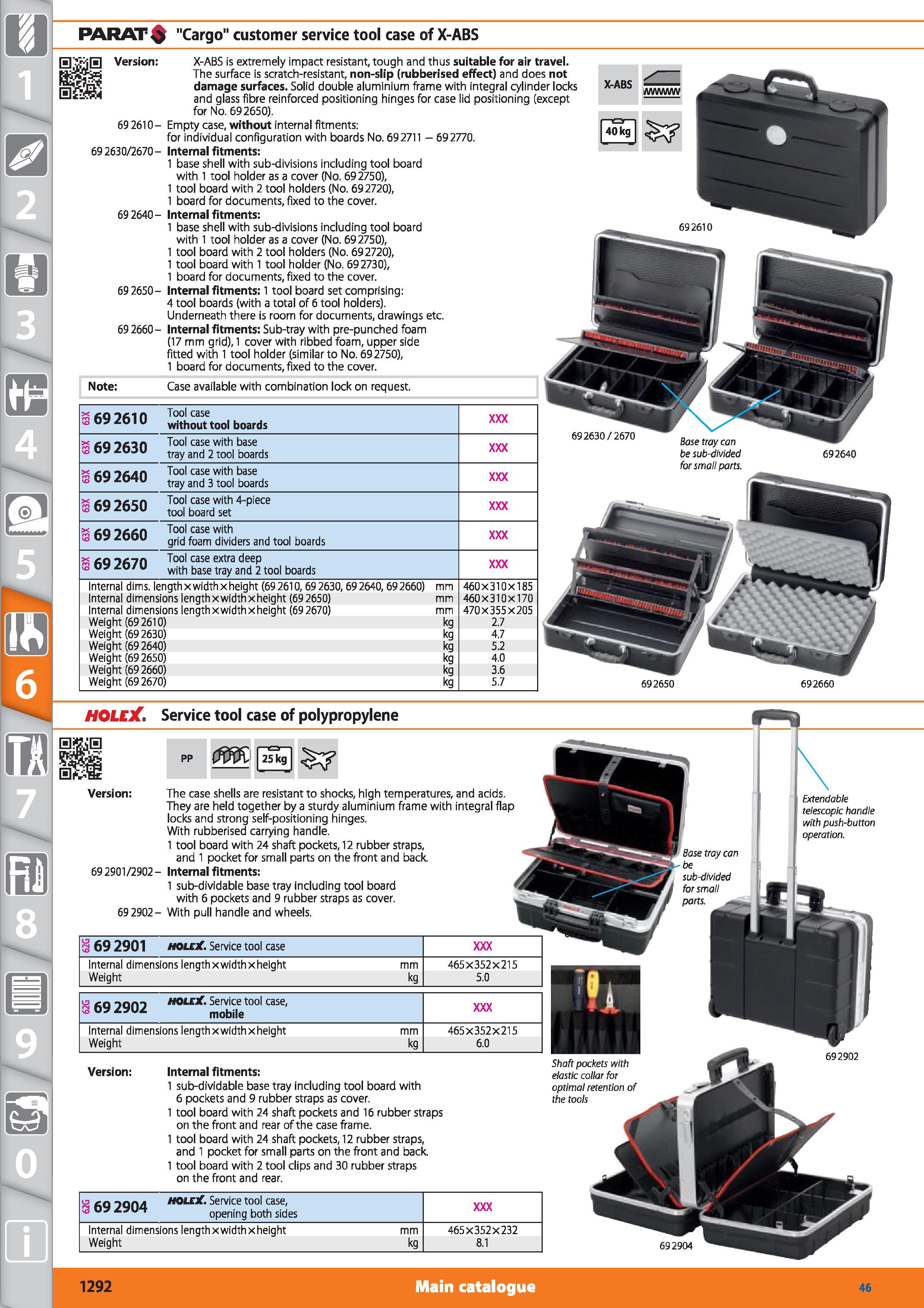 1292 1 PARAT Cargo customer service tool case of X-ABS 1292 Main catalogue Hoffmann Group 46 Note Case available with combination lock on request s692 Каталог HOFFMANN GROUP 2015 Инструмент режущий слесарный измерительный абразивный Оборудование Комплексные поставки для промышленных предприятий Стр. 1292 ENG