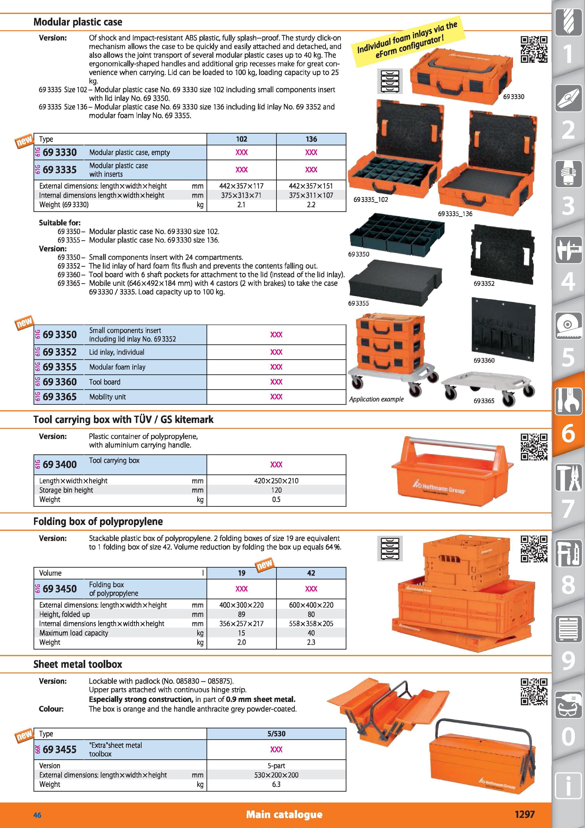 1297 Type 102 136 5 69 3330 Modular plastic case, empty is f-Q nnjc Modular plastic case 5 oy 3333 wjth jnserts External dimensions lengthxwidthxheigh Каталог HOFFMANN GROUP 2015 Инструмент режущий слесарный измерительный абразивный Оборудование Комплексные поставки для промышленных предприятий Стр. 1297 ENG