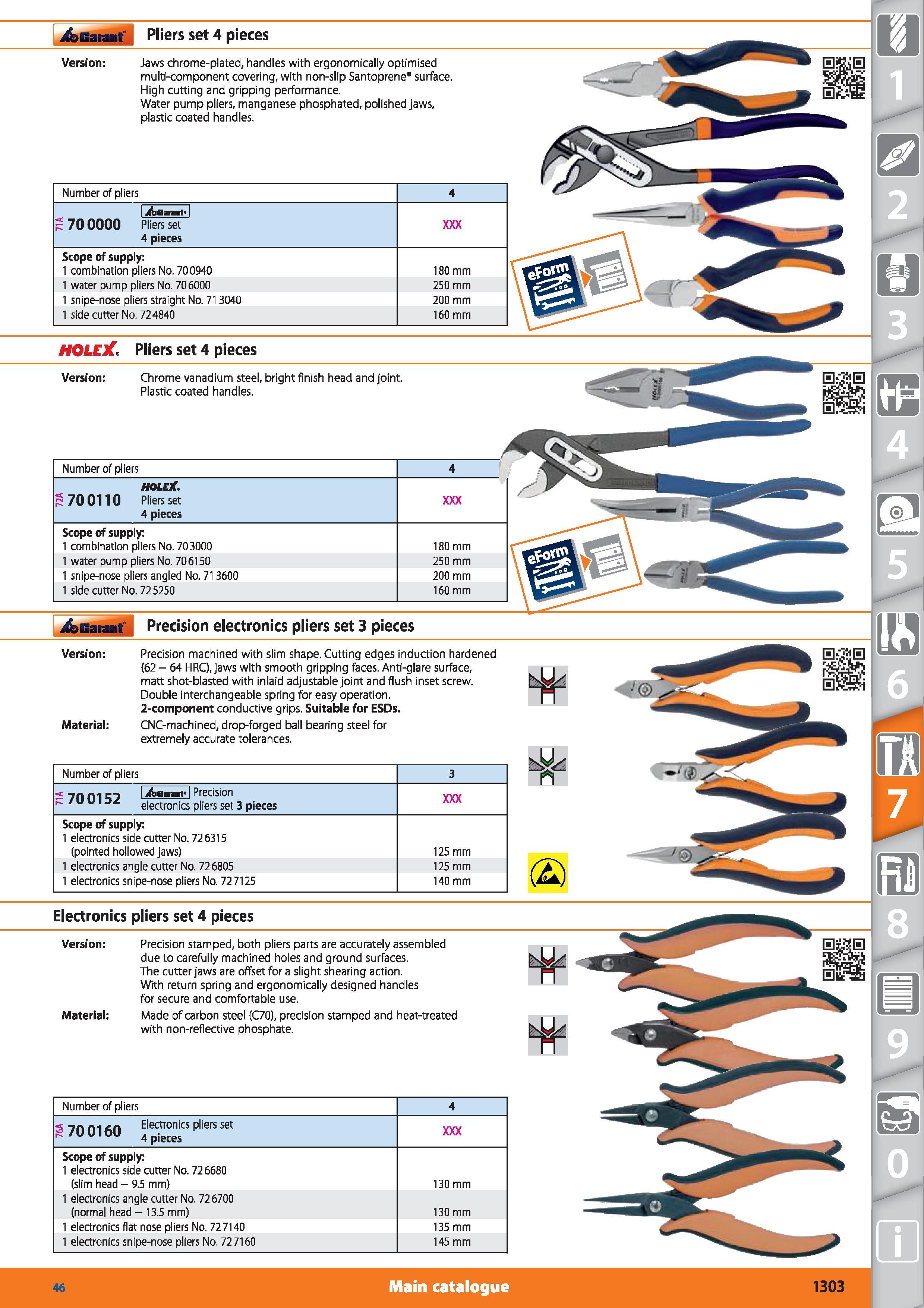1303 Garant 70 0000 Pliers set 4 pieces 700152 IAgmpI Precision electronics pliers set 3 pieces Scope of supply 1 electronics side cutter No 726315 (p Каталог HOFFMANN GROUP 2015 Инструмент режущий слесарный измерительный абразивный Оборудование Комплексные поставки для промышленных предприятий Стр. 1303 ENG