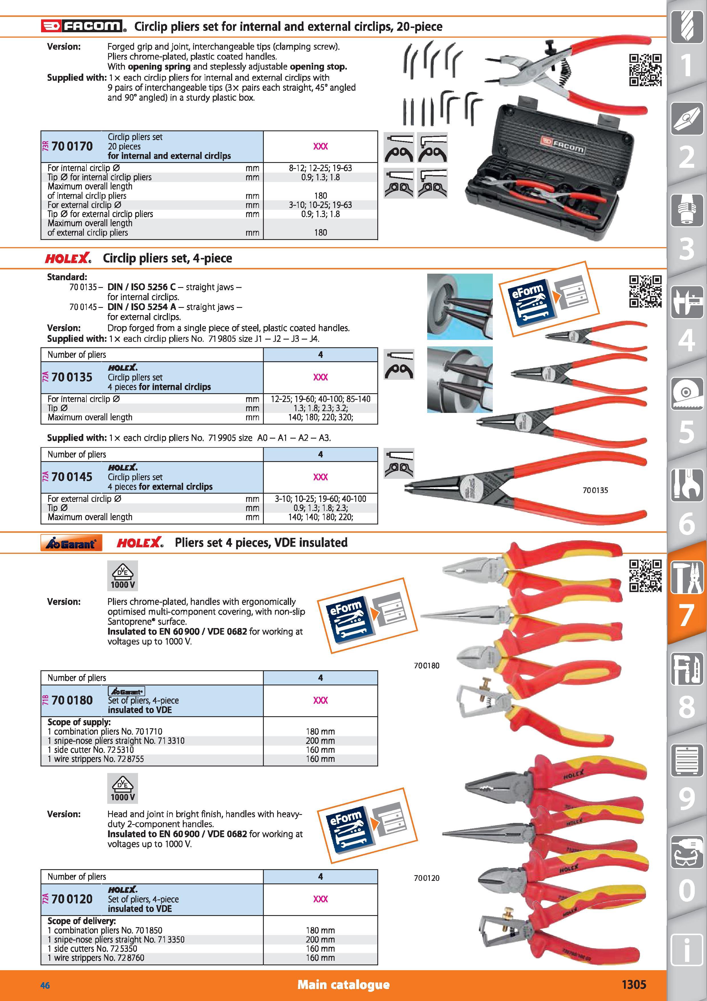 1305 fc= 3ld;l i-liiL Circlip pliers set for internal and external cirdips, 20-piece Version Forged grip and joint, interchangeable tips (clamping scr Каталог HOFFMANN GROUP 2015 Инструмент режущий слесарный измерительный абразивный Оборудование Комплексные поставки для промышленных предприятий Стр. 1305 ENG
