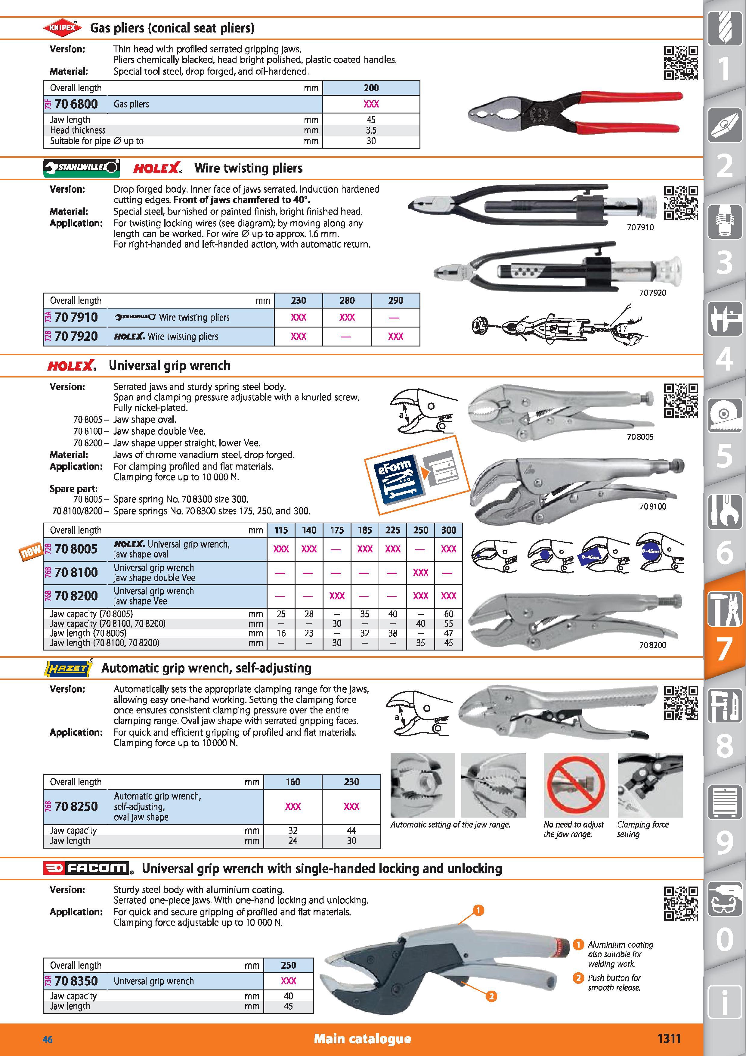 1311 Gas pliers (conical seat pliers) Version Thin head with profiled serrated gripping jaws Pliers chemically blacked, head bright polished, plastic Каталог HOFFMANN GROUP 2015 Инструмент режущий слесарный измерительный абразивный Оборудование Комплексные поставки для промышленных предприятий Стр. 1311 ENG