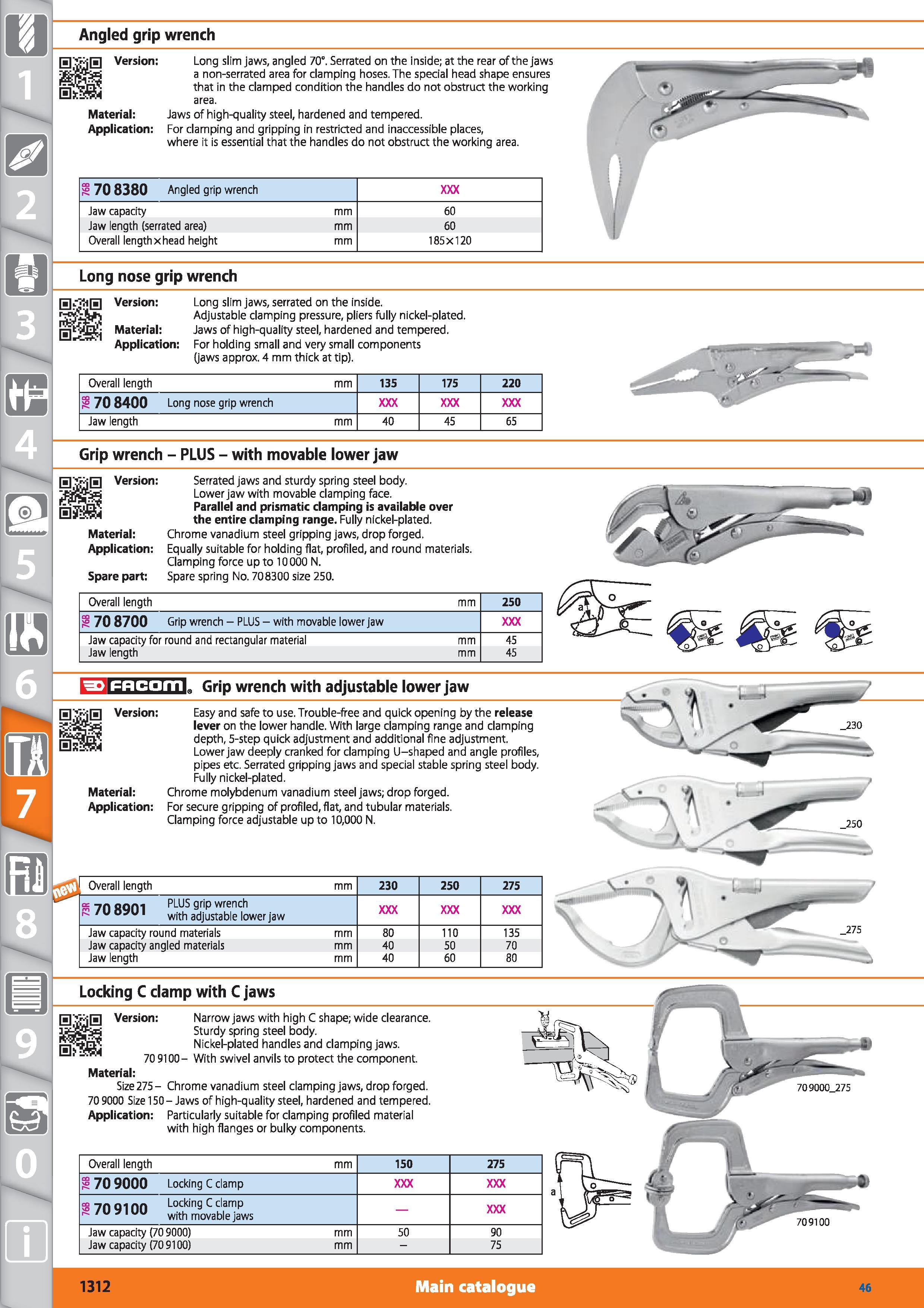 1312 Angled grip wrench 0 Version Long slim jaws, angled 70° Serrated on the inside; at the rear of the jaws a non-serrated area for clamping hoses Th Каталог HOFFMANN GROUP 2015 Инструмент режущий слесарный измерительный абразивный Оборудование Комплексные поставки для промышленных предприятий Стр. 1312 ENG