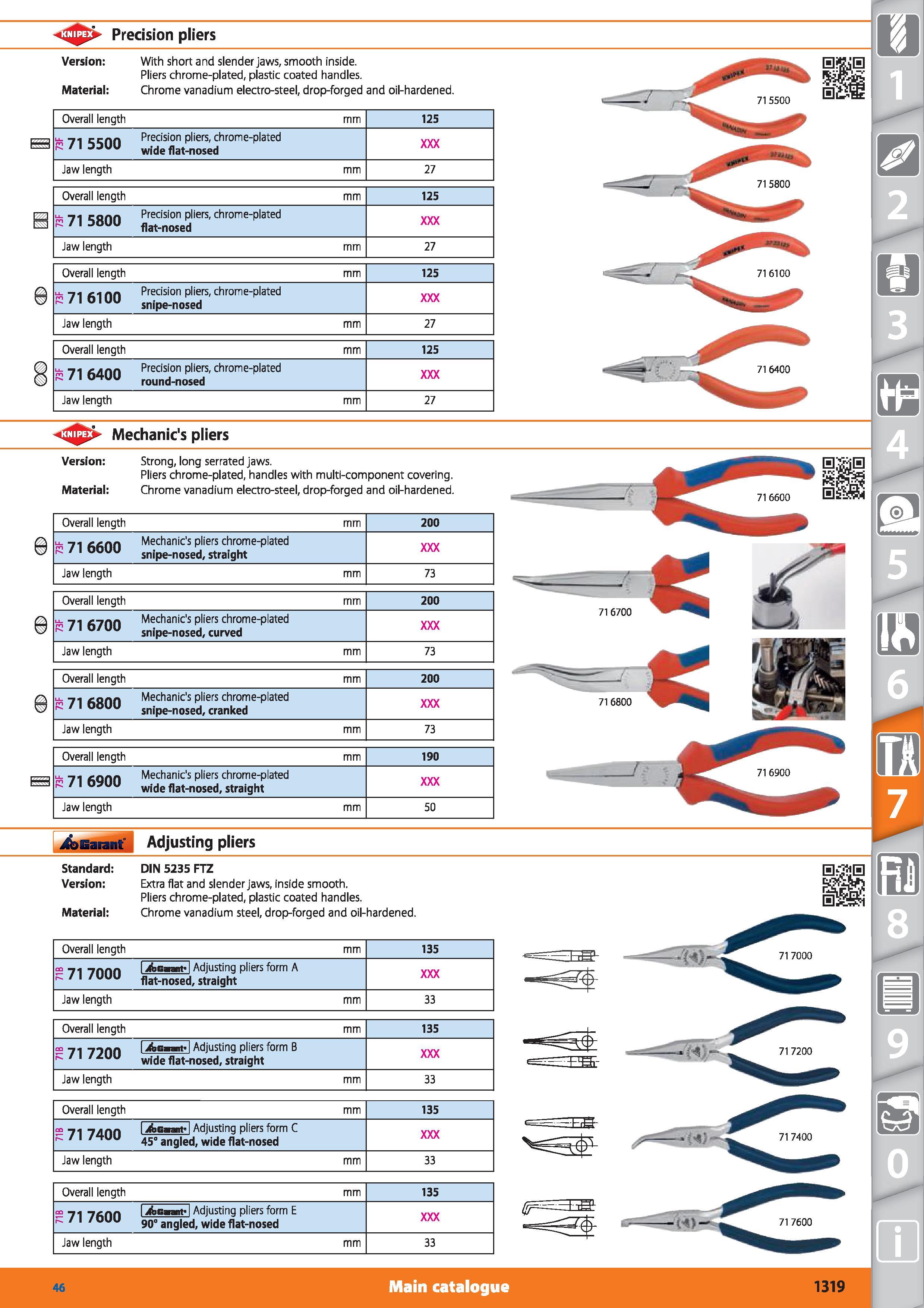 1319 Precision pliers Version With short and slender jaws, smooth inside Pliers chrome-plated, plastic coated handles Material Chrome vanadium electro Каталог HOFFMANN GROUP 2015 Инструмент режущий слесарный измерительный абразивный Оборудование Комплексные поставки для промышленных предприятий Стр. 1319 ENG