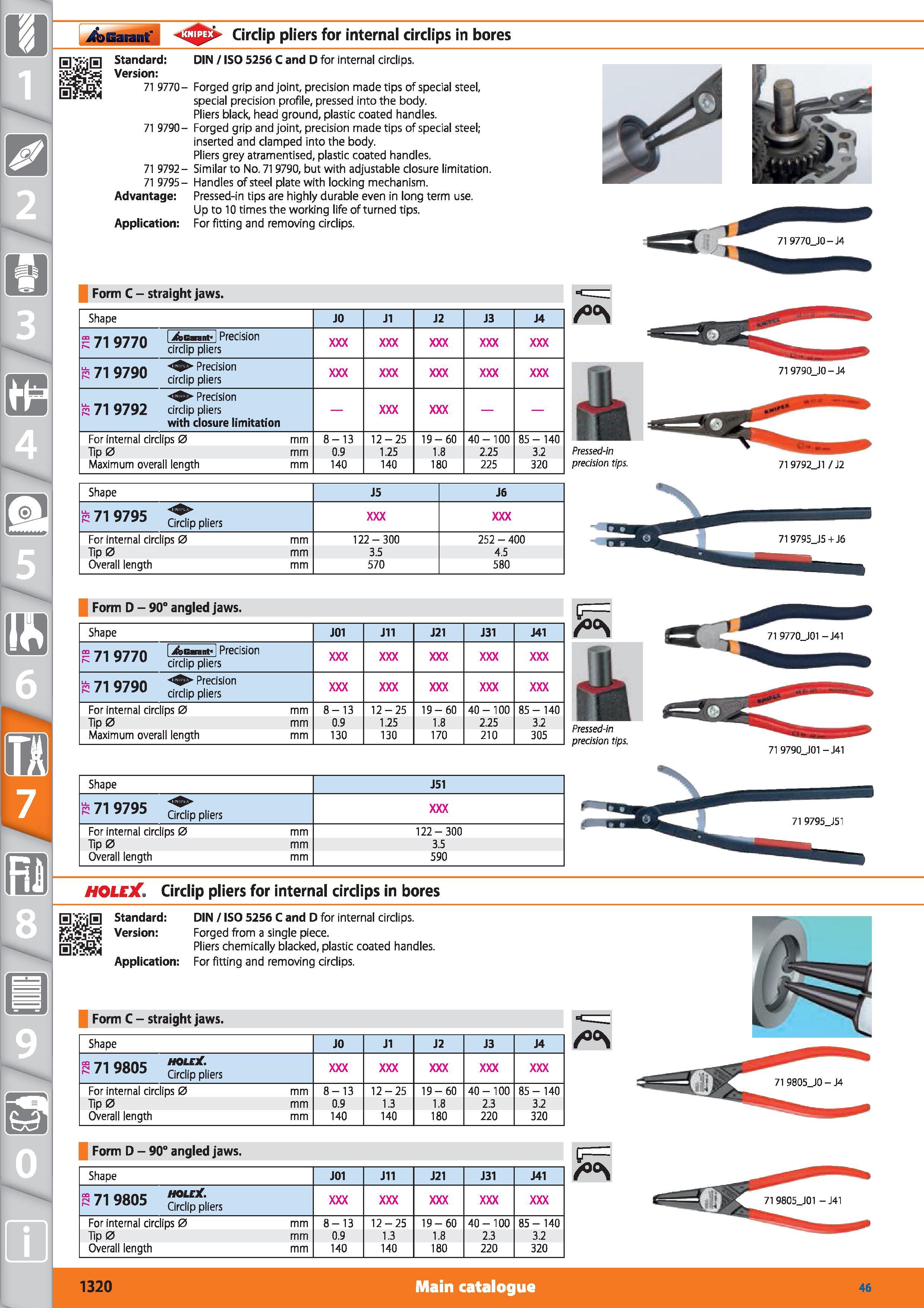 1320 Garant Circlip pliers for internal circlips in bores Qi Standard DIN / ISO 5256 C and D for internal circlips Version 71 9770- Forged grip and jo Каталог HOFFMANN GROUP 2015 Инструмент режущий слесарный измерительный абразивный Оборудование Комплексные поставки для промышленных предприятий Стр. 1320 ENG