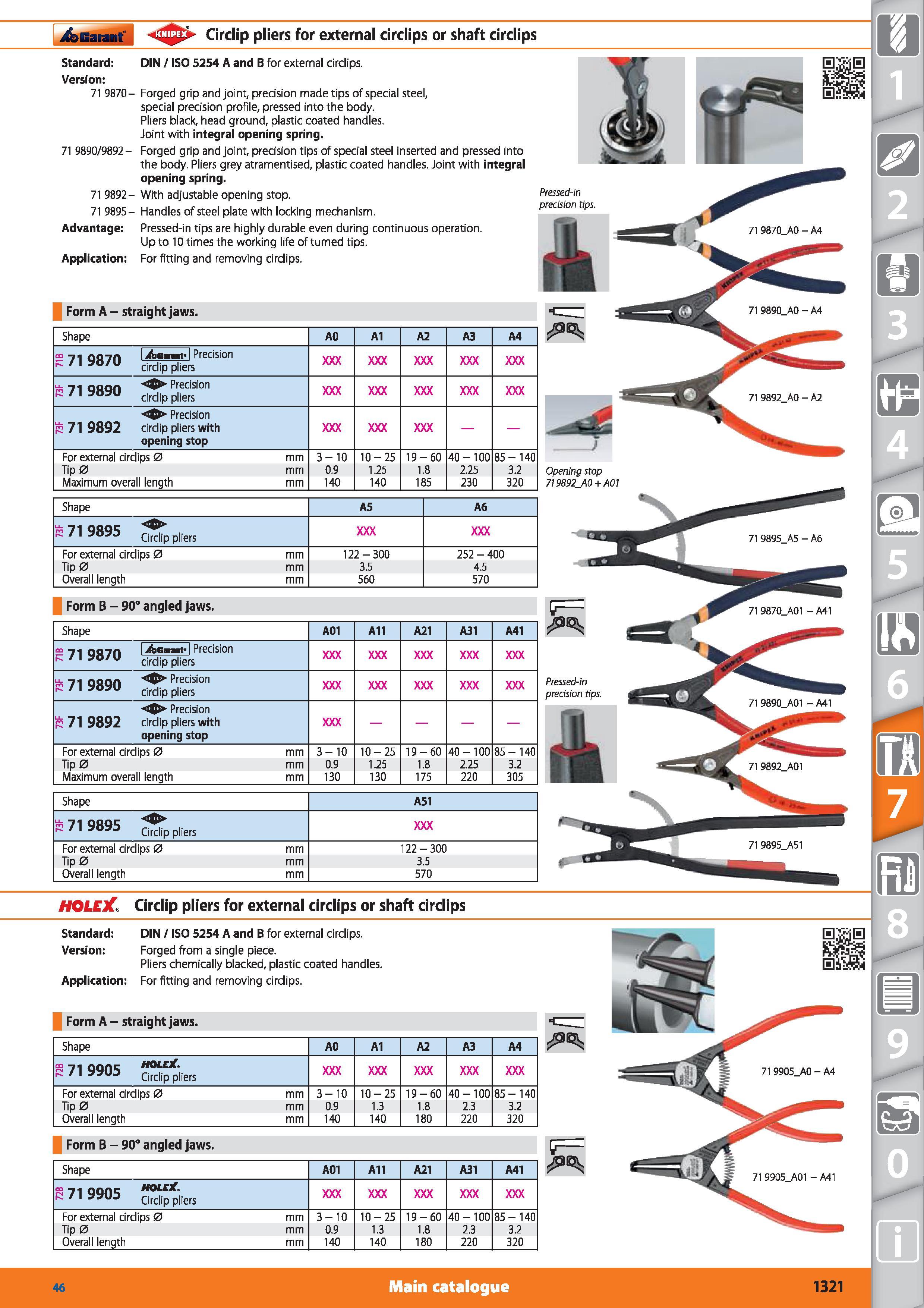 1321 Garant Circlip pliers for external cirdips or shaft cirdips Standard DIN / ISO 5254 A and B for external cirdips Version 71 9870- Forged grip and Каталог HOFFMANN GROUP 2015 Инструмент режущий слесарный измерительный абразивный Оборудование Комплексные поставки для промышленных предприятий Стр. 1321 ENG