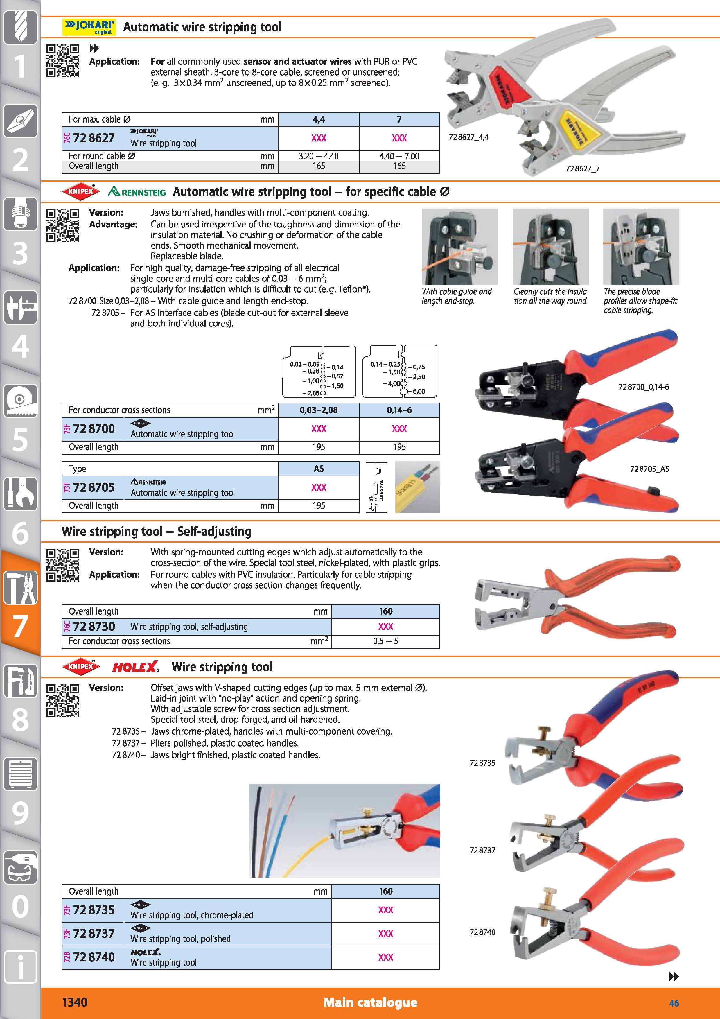 1340 >)°kari- Automatic wire stripping tool Application For all commonly-used sensor and actuator wires with PUR or PVC external sheath, 3-core to 8-c Каталог HOFFMANN GROUP 2015 Инструмент режущий слесарный измерительный абразивный Оборудование Комплексные поставки для промышленных предприятий Стр. 1340 ENG