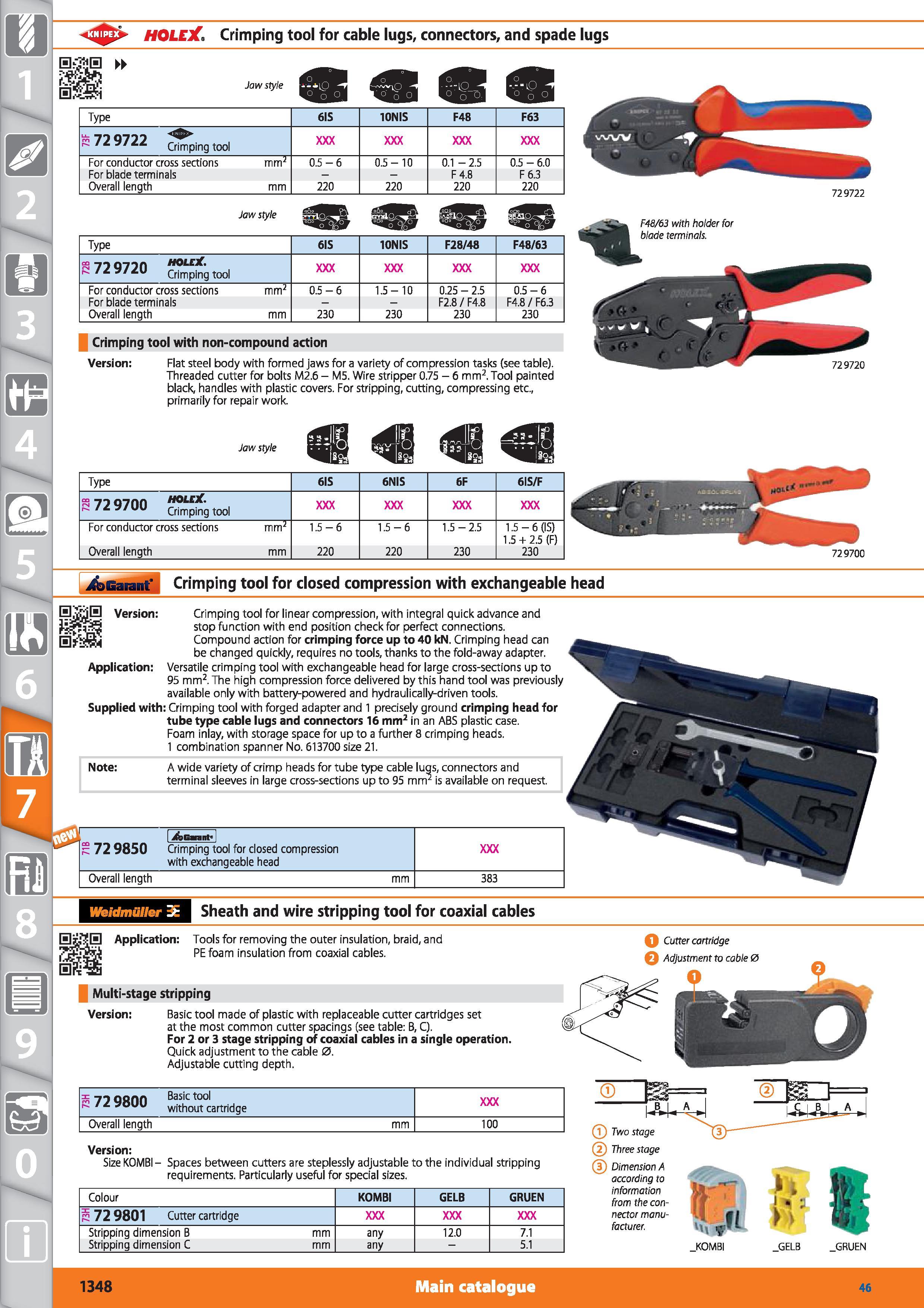 1348 <3 > HOLEX Crimping tool for cable lugs, connectors, and spade lugs 0:3 0 w Jaw style Type 6IS 10NIS F48 F63 72 9722 r Crimping tool For conducto Каталог HOFFMANN GROUP 2015 Инструмент режущий слесарный измерительный абразивный Оборудование Комплексные поставки для промышленных предприятий Стр. 1348 ENG