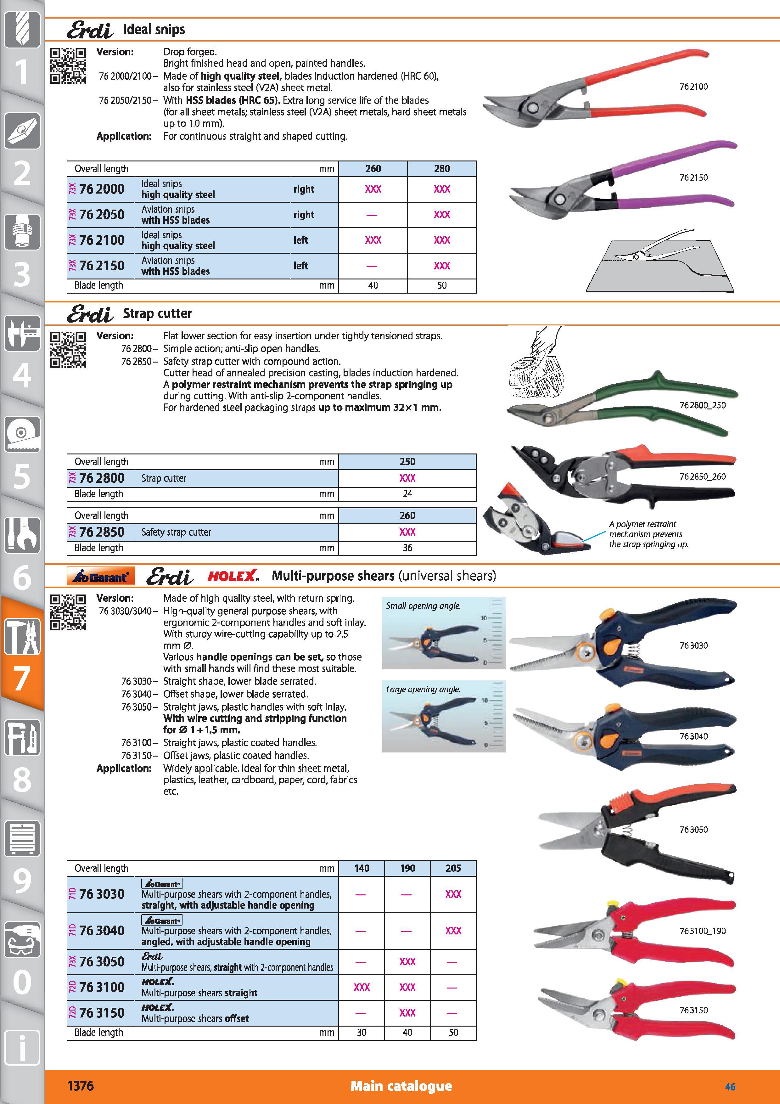1376 Ideal snips Version Drop forged Bright finished head and open, painted handles 76 2000/2100- Made of high quality steel, blades induction hardene Каталог HOFFMANN GROUP 2015 Инструмент режущий слесарный измерительный абразивный Оборудование Комплексные поставки для промышленных предприятий Стр. 1376 ENG