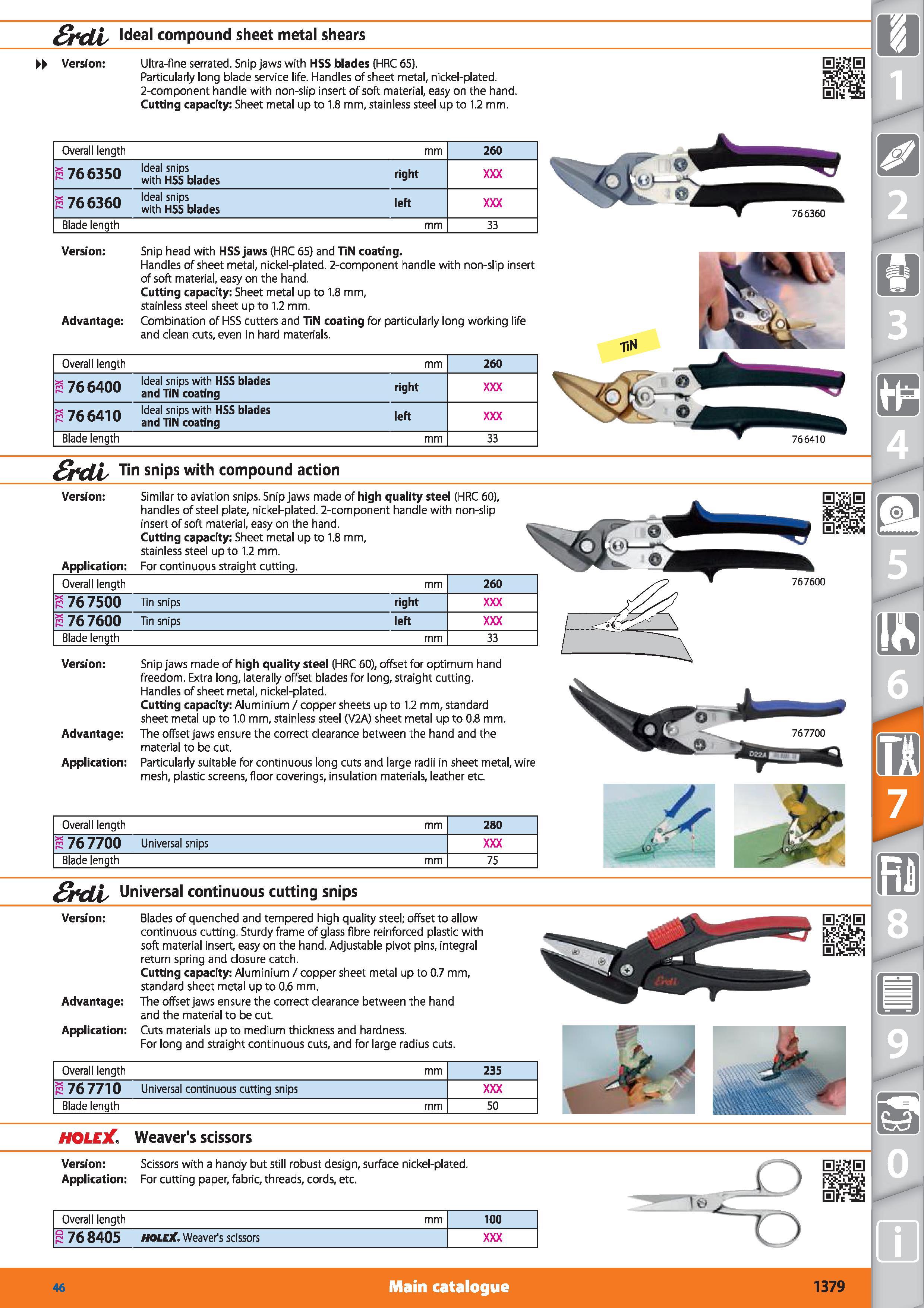 1379 &dl Ideal compound sheet metal shears ii Version Ultra-fine serrated Snip jaws with HSS blades (HRC 65) Particularly long blade service life Hand Каталог HOFFMANN GROUP 2015 Инструмент режущий слесарный измерительный абразивный Оборудование Комплексные поставки для промышленных предприятий Стр. 1379 ENG