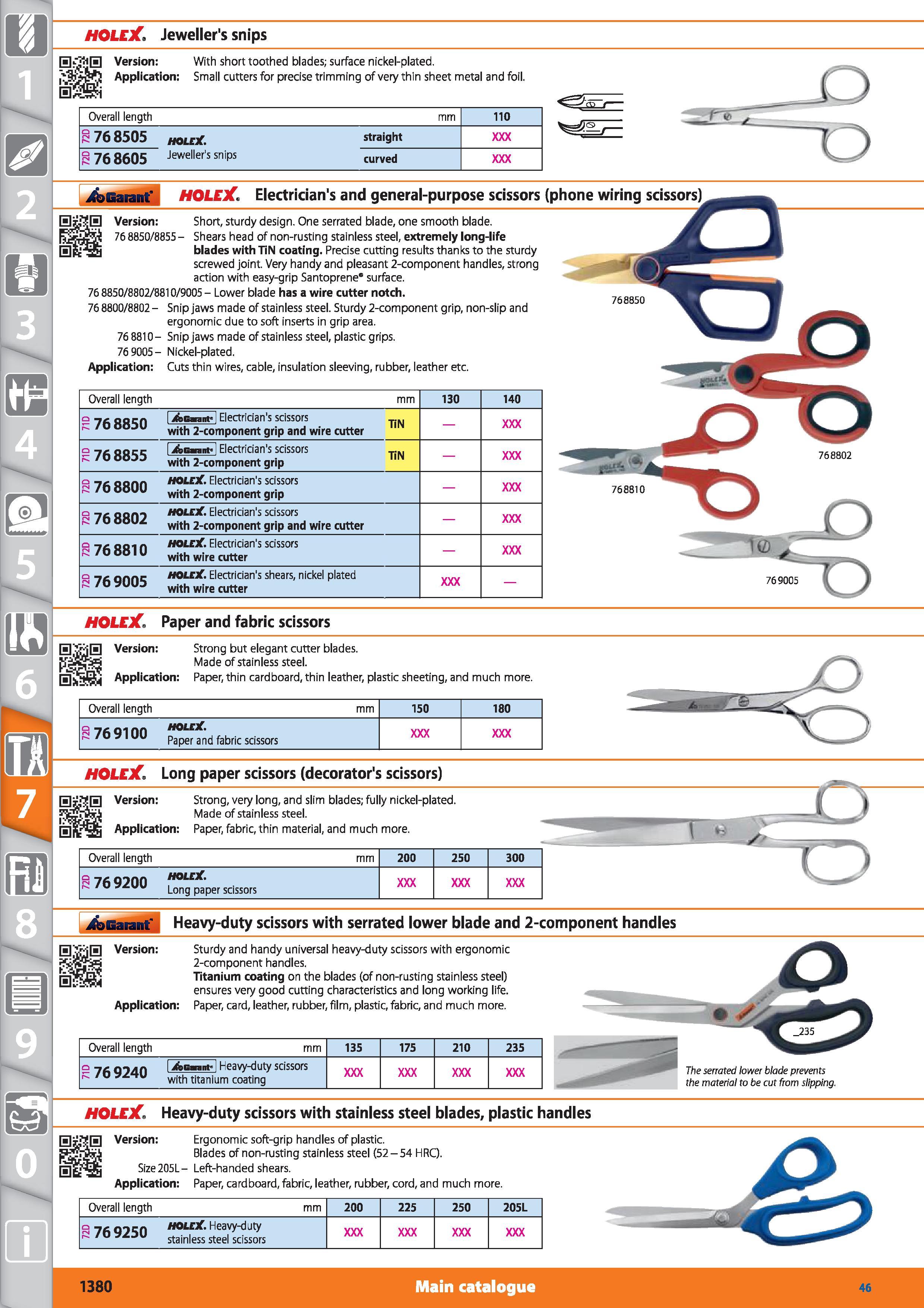 1380 HOLEX Jeweller's snips Version With short toothed blades; surface nickel-plated Application Small cutters for precise trimming of very thin sheet Каталог HOFFMANN GROUP 2015 Инструмент режущий слесарный измерительный абразивный Оборудование Комплексные поставки для промышленных предприятий Стр. 1380 ENG