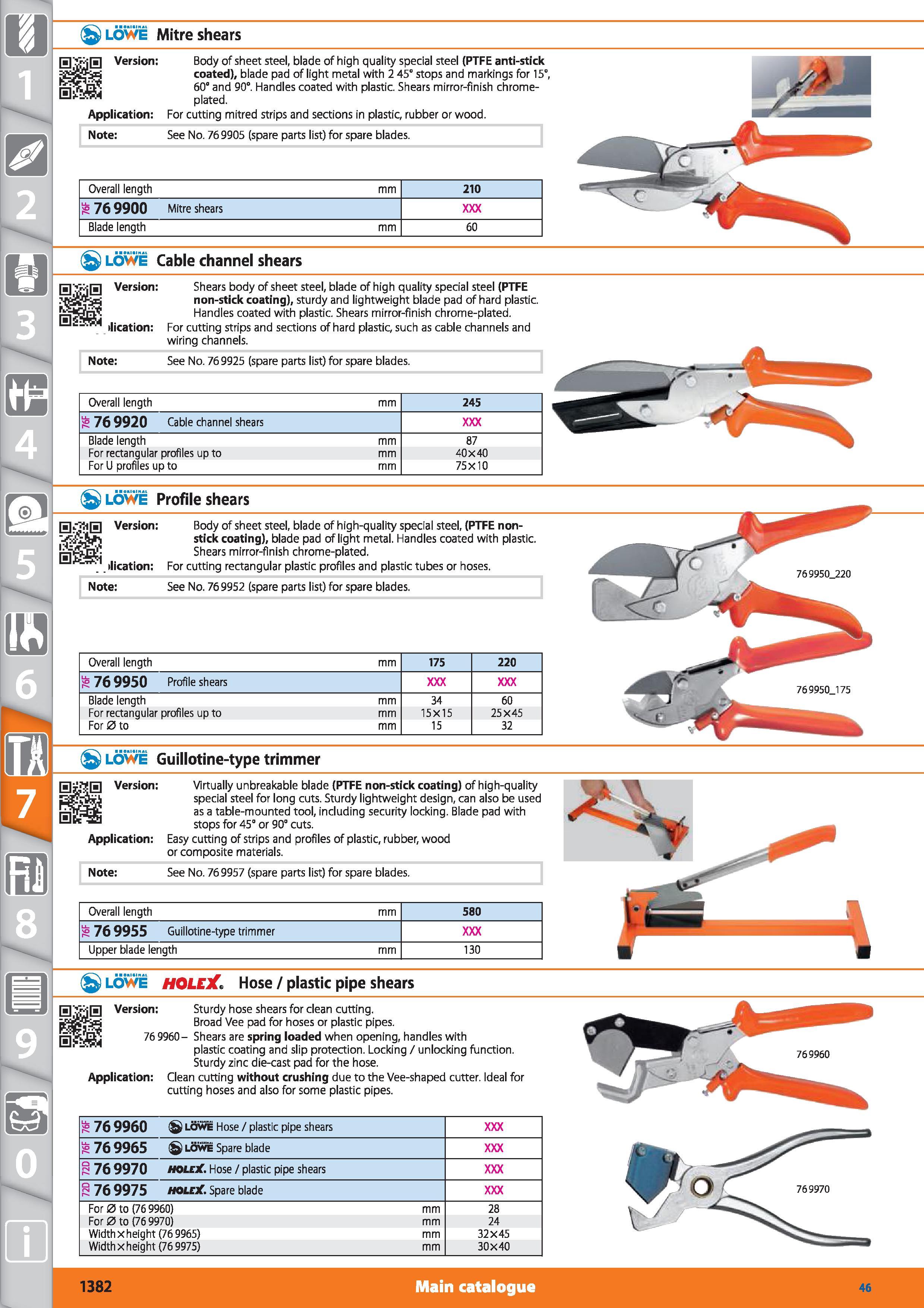 1382 LOWE Mitre shears Version Body of sheet steel, blade of high quality special steel (PTFE anti-stick coated), blade pad of light metal with 2 45° Каталог HOFFMANN GROUP 2015 Инструмент режущий слесарный измерительный абразивный Оборудование Комплексные поставки для промышленных предприятий Стр. 1382 ENG