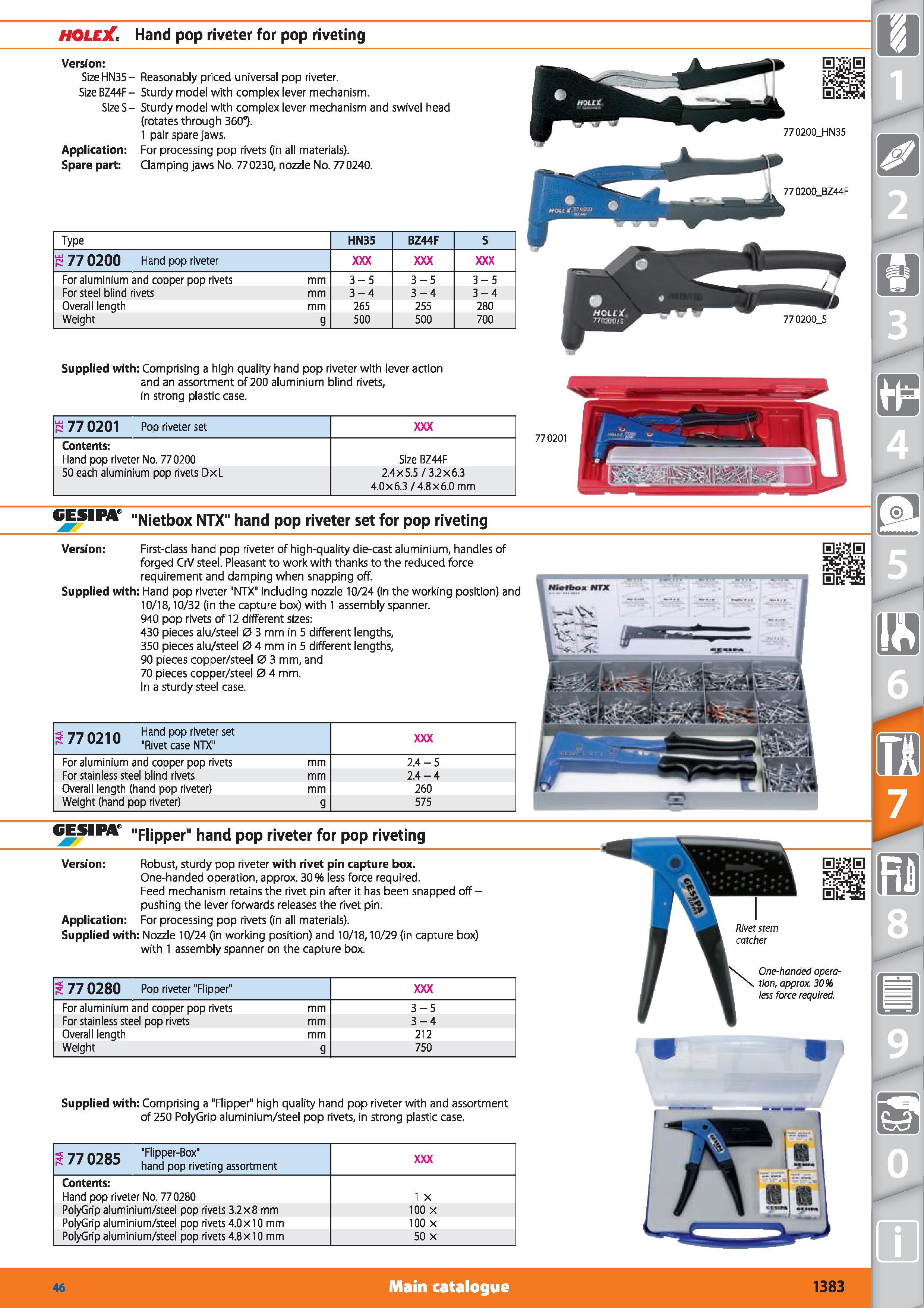 1383 HOLEX Hand pop riveter for pop riveting Version SizeHN35- Reasonably priced universal pop riveter Size BZ44F- Sturdy model with complex lever mec Каталог HOFFMANN GROUP 2015 Инструмент режущий слесарный измерительный абразивный Оборудование Комплексные поставки для промышленных предприятий Стр. 1383 ENG