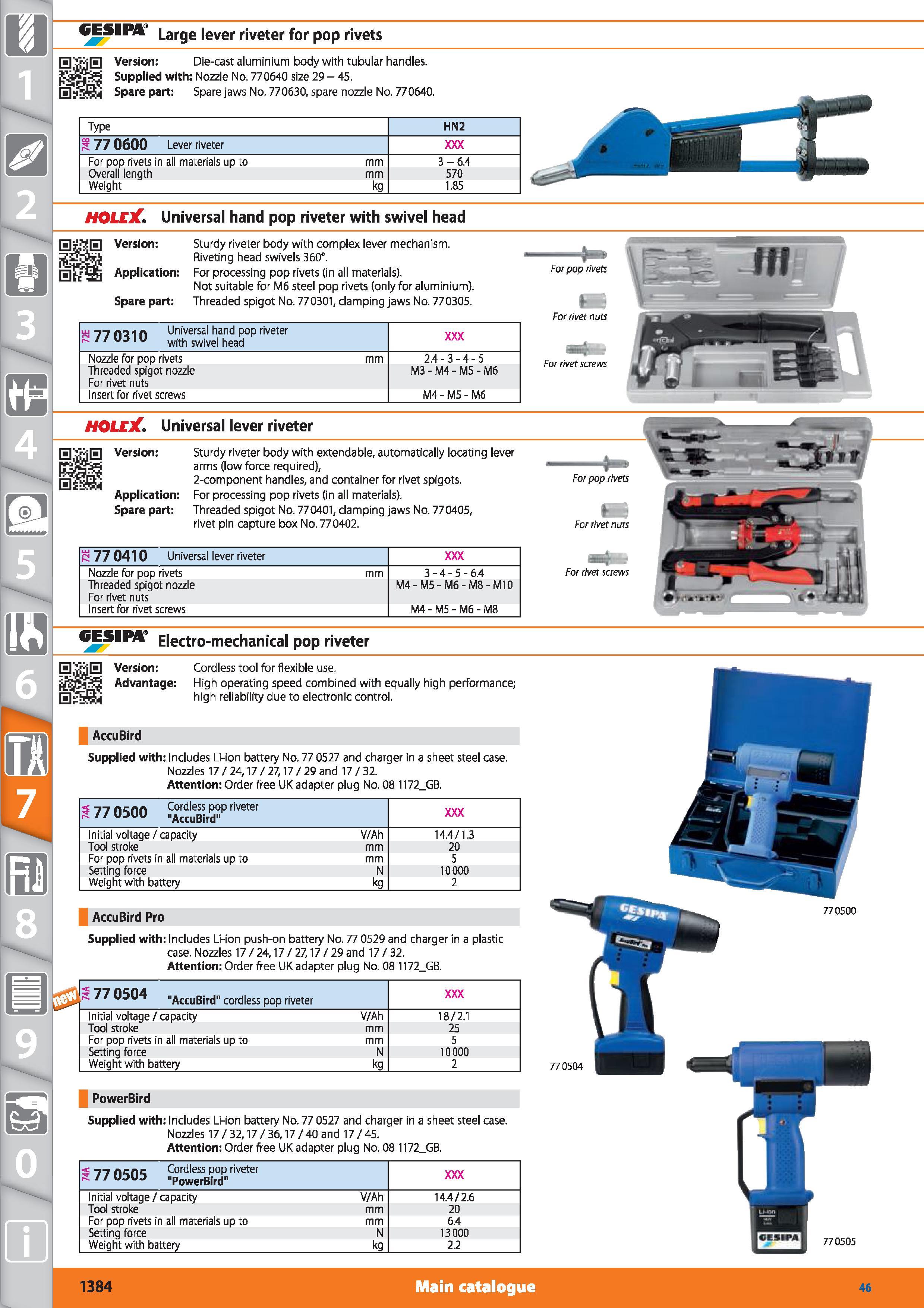 1384 1 GESIPA Large lever riveter for pop rivets 0 Version Die-cast aluminium body with tubular handles Supplied with Nozzle No 770640 size 29 - 45 Sp Каталог HOFFMANN GROUP 2015 Инструмент режущий слесарный измерительный абразивный Оборудование Комплексные поставки для промышленных предприятий Стр. 1384 ENG