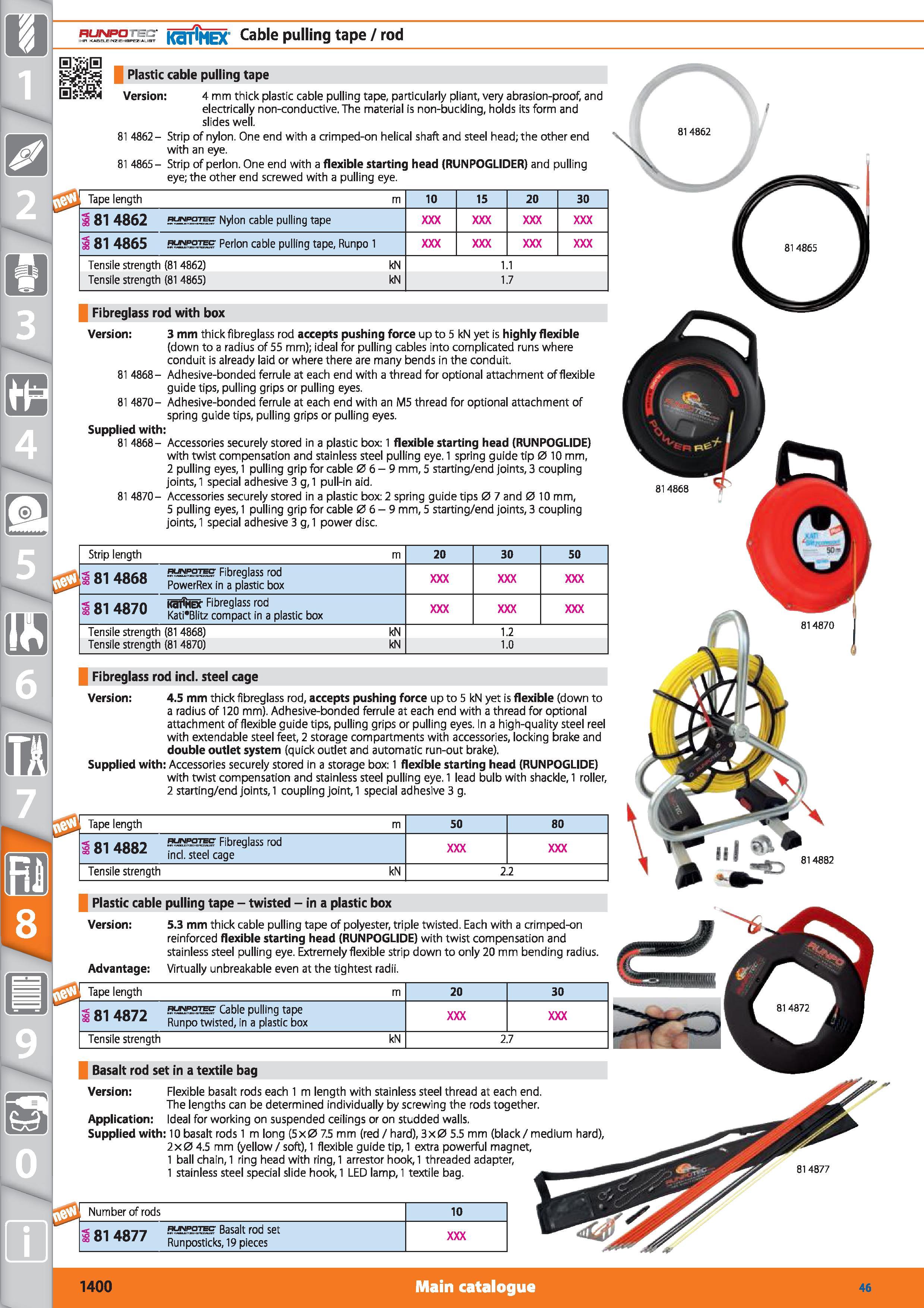 1400 tJivporEc KaTlMEX Cable pulling tape / rod Number of rods 10 < fl1 4077 SUNT°WB Basalt rod set ” °1 w/ Runposticks, 19 pieces Tape length m 20 30 Каталог HOFFMANN GROUP 2015 Инструмент режущий слесарный измерительный абразивный Оборудование Комплексные поставки для промышленных предприятий Стр. 1400 ENG