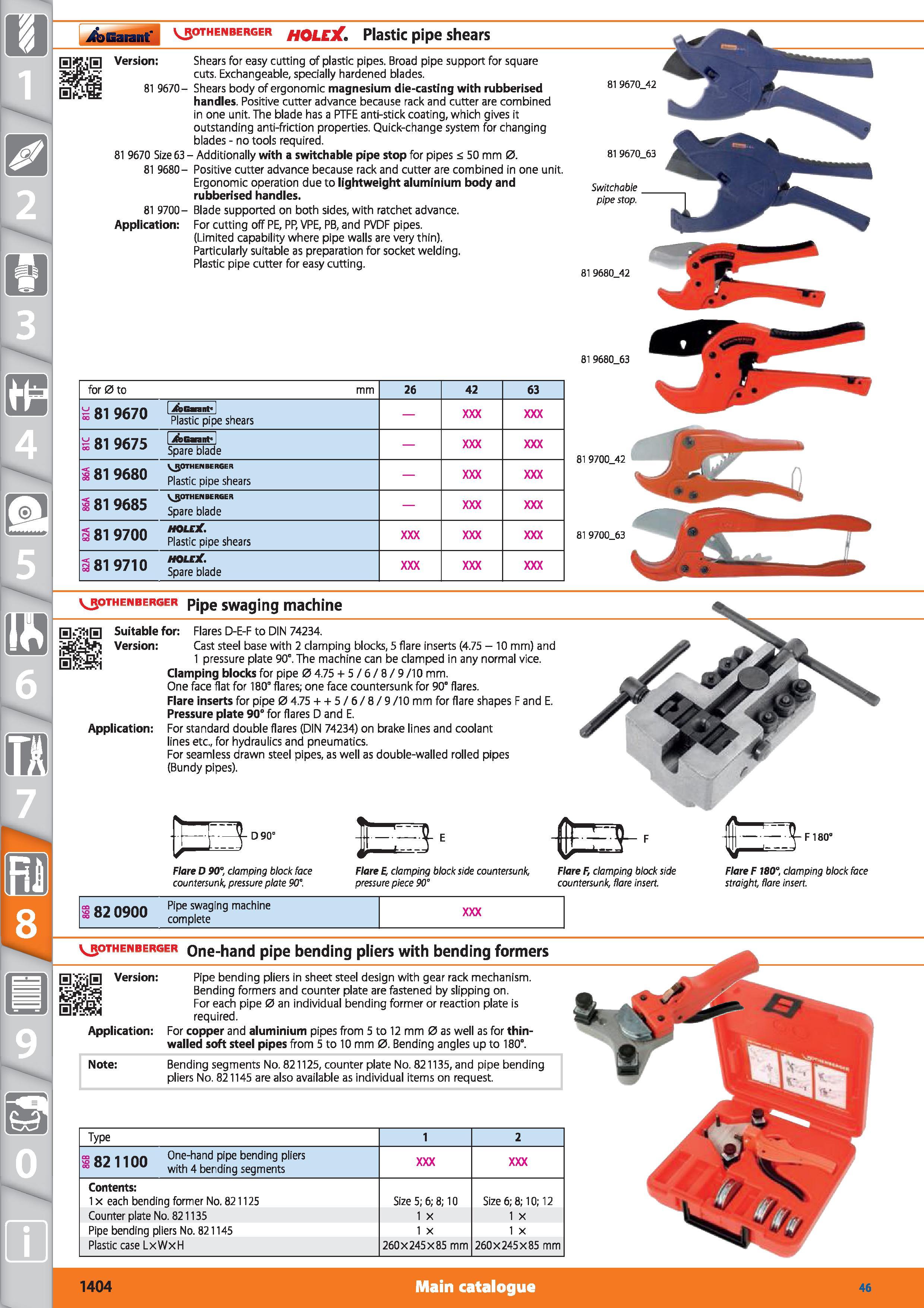 1404 Garant VJJOTHENBERGER HOLEX Plastic pipe shears <SL Version Shears for easy cutting of plastic pipes Broad pipe support for square cuts Exchangea Каталог HOFFMANN GROUP 2015 Инструмент режущий слесарный измерительный абразивный Оборудование Комплексные поставки для промышленных предприятий Стр. 1404 ENG