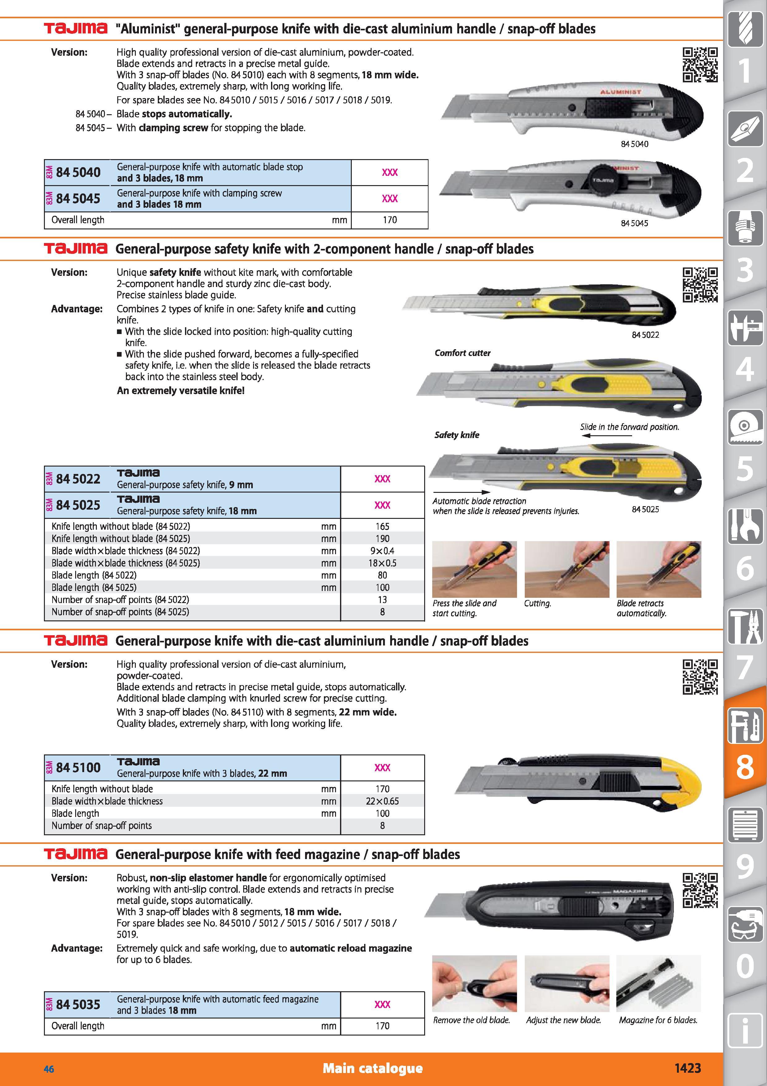 1423 T3UIITI3 Aluminist general-purpose knife with die-cast aluminium handle / snap-off blades Version High quality professional version of die-cast a Каталог HOFFMANN GROUP 2015 Инструмент режущий слесарный измерительный абразивный Оборудование Комплексные поставки для промышленных предприятий Стр. 1423 ENG