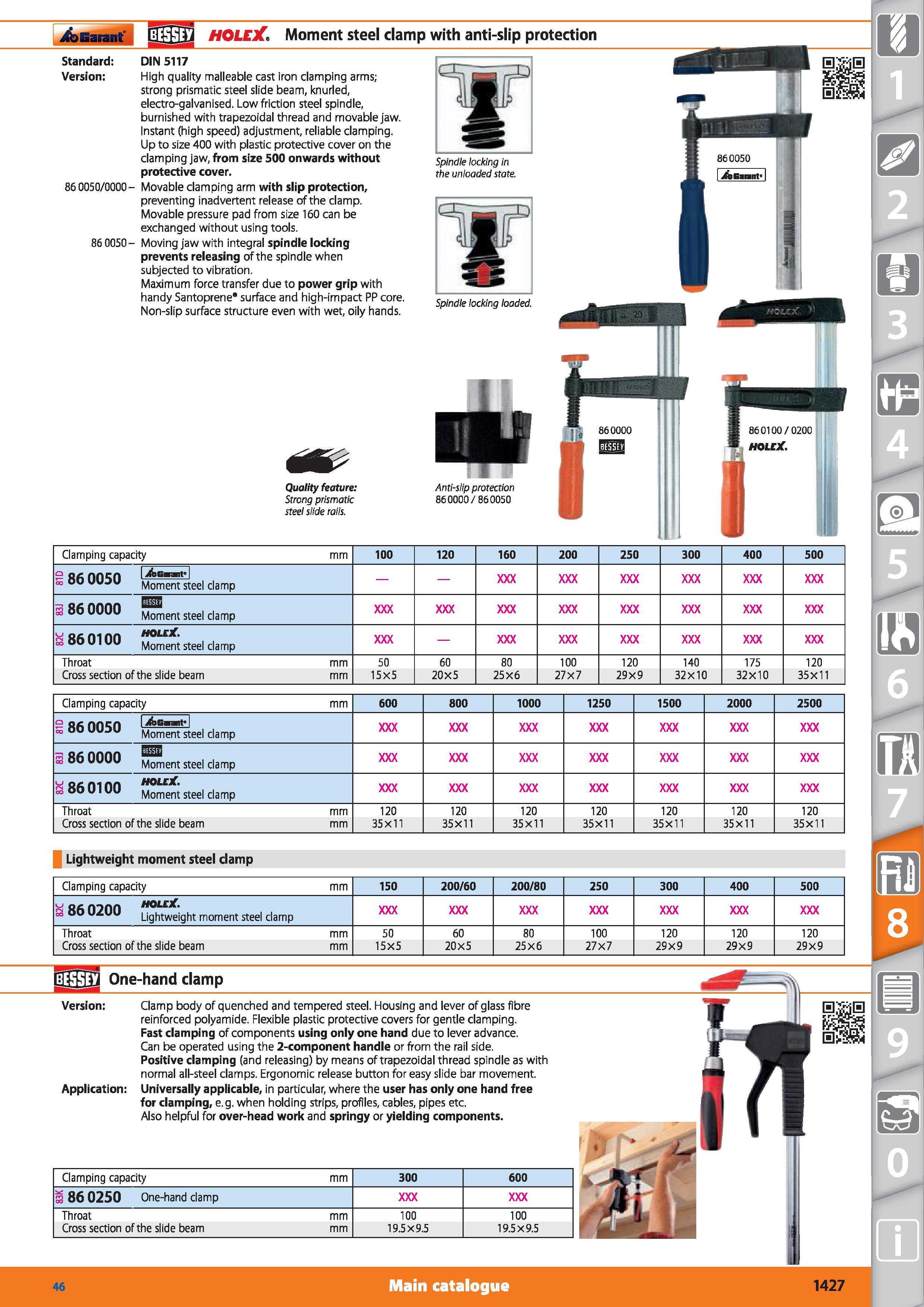 1427 Garant Etfll HOLEX Moment steel clamp with anti-slip protection Standard DIN 5117 Version High quality malleable cast iron clamping arms; strong Каталог HOFFMANN GROUP 2015 Инструмент режущий слесарный измерительный абразивный Оборудование Комплексные поставки для промышленных предприятий Стр. 1427 ENG