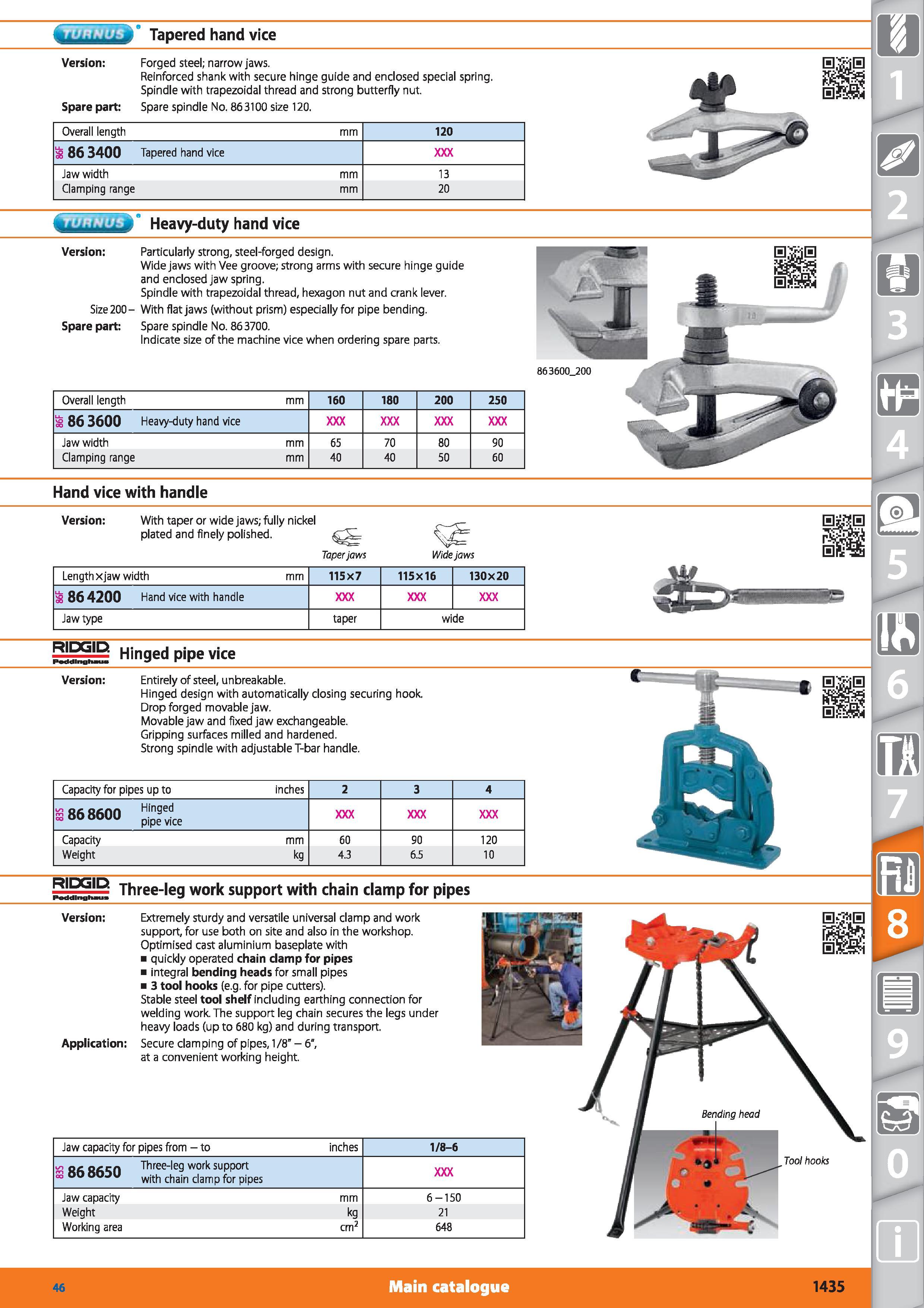 1435 Tapered hand vice Version Forged steel; narrow jaws Reinforced shank with secure hinge guide and enclosed special spring Spindle with trapezoidal Каталог HOFFMANN GROUP 2015 Инструмент режущий слесарный измерительный абразивный Оборудование Комплексные поставки для промышленных предприятий Стр. 1435 ENG