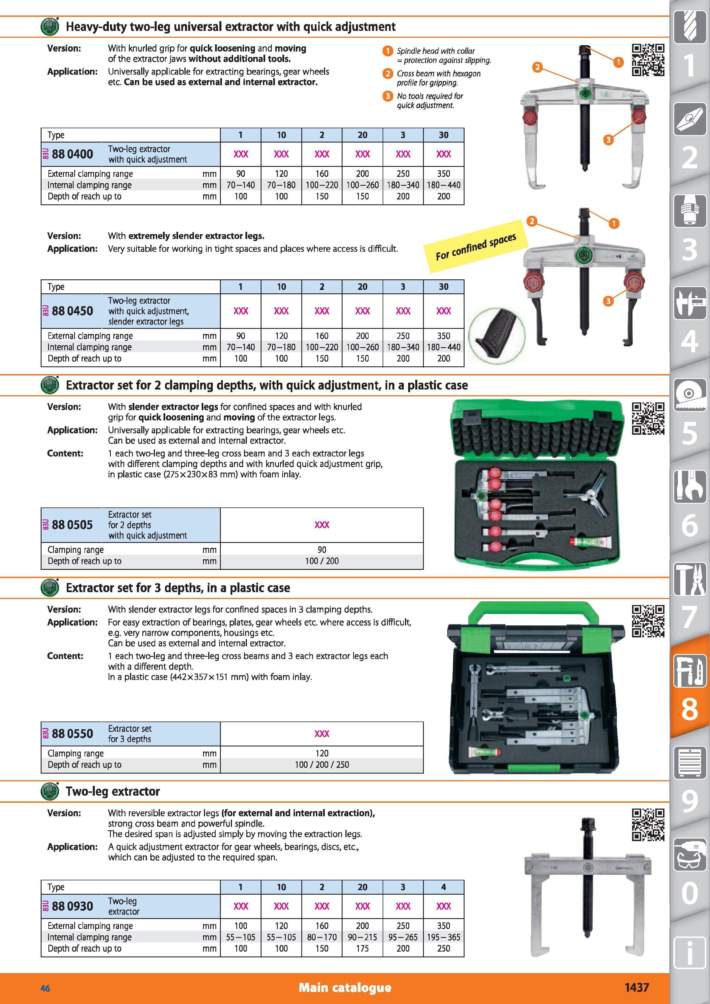 1437 Heavy-duty two-leg universal extractor with quick adjustment Version With knurled grip for quick loosening and moving of the extractor jaws witho Каталог HOFFMANN GROUP 2015 Инструмент режущий слесарный измерительный абразивный Оборудование Комплексные поставки для промышленных предприятий Стр. 1437 ENG