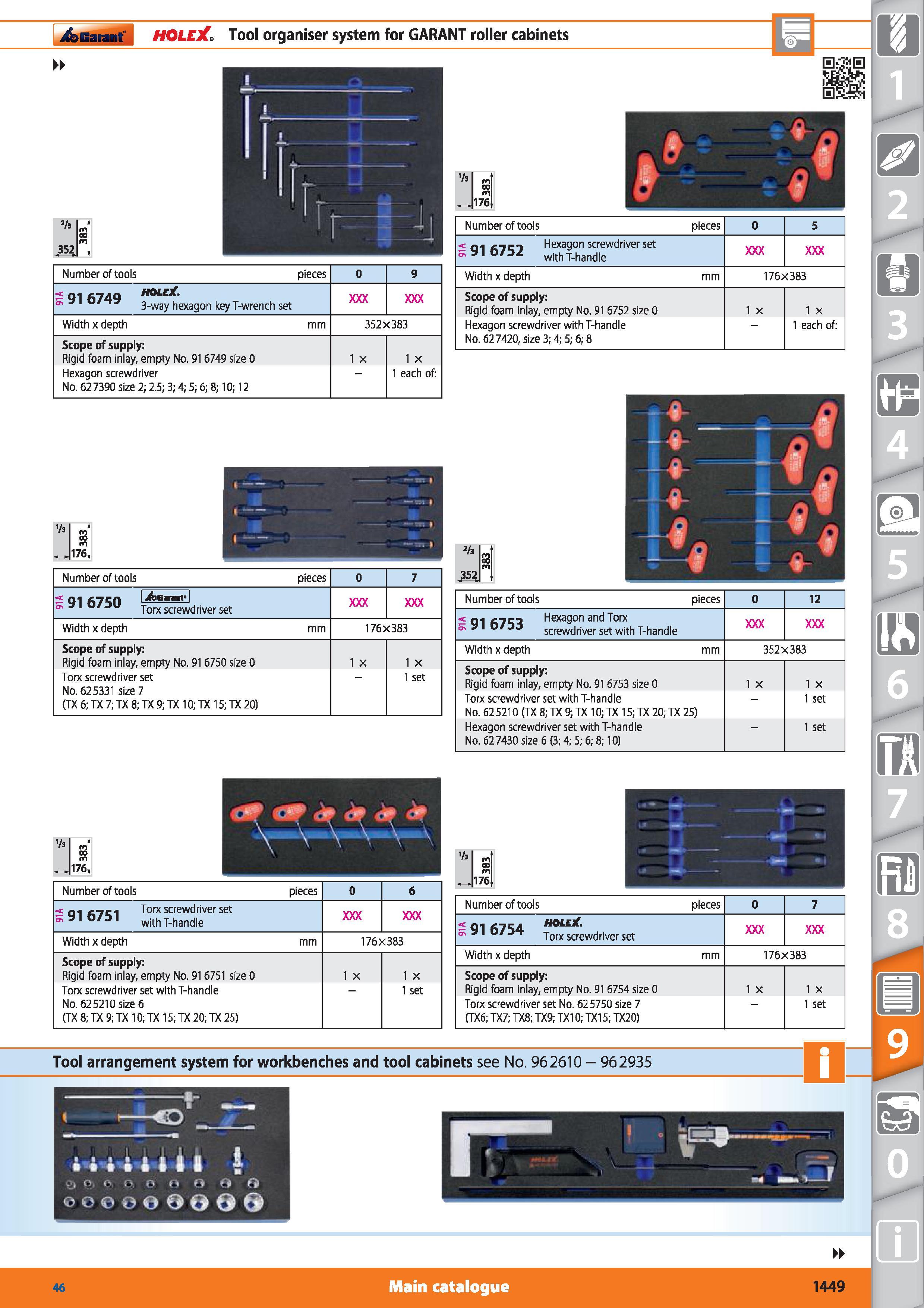 1449 Garant HOLEX Tool organiser system for GARANT roller cabinets 3/s Ji OO 352 Number of tools pieces 0 9 91 6749 HOI,r o, 3-Way hexagon keyT-wrench Каталог HOFFMANN GROUP 2015 Инструмент режущий слесарный измерительный абразивный Оборудование Комплексные поставки для промышленных предприятий Стр. 1449 ENG