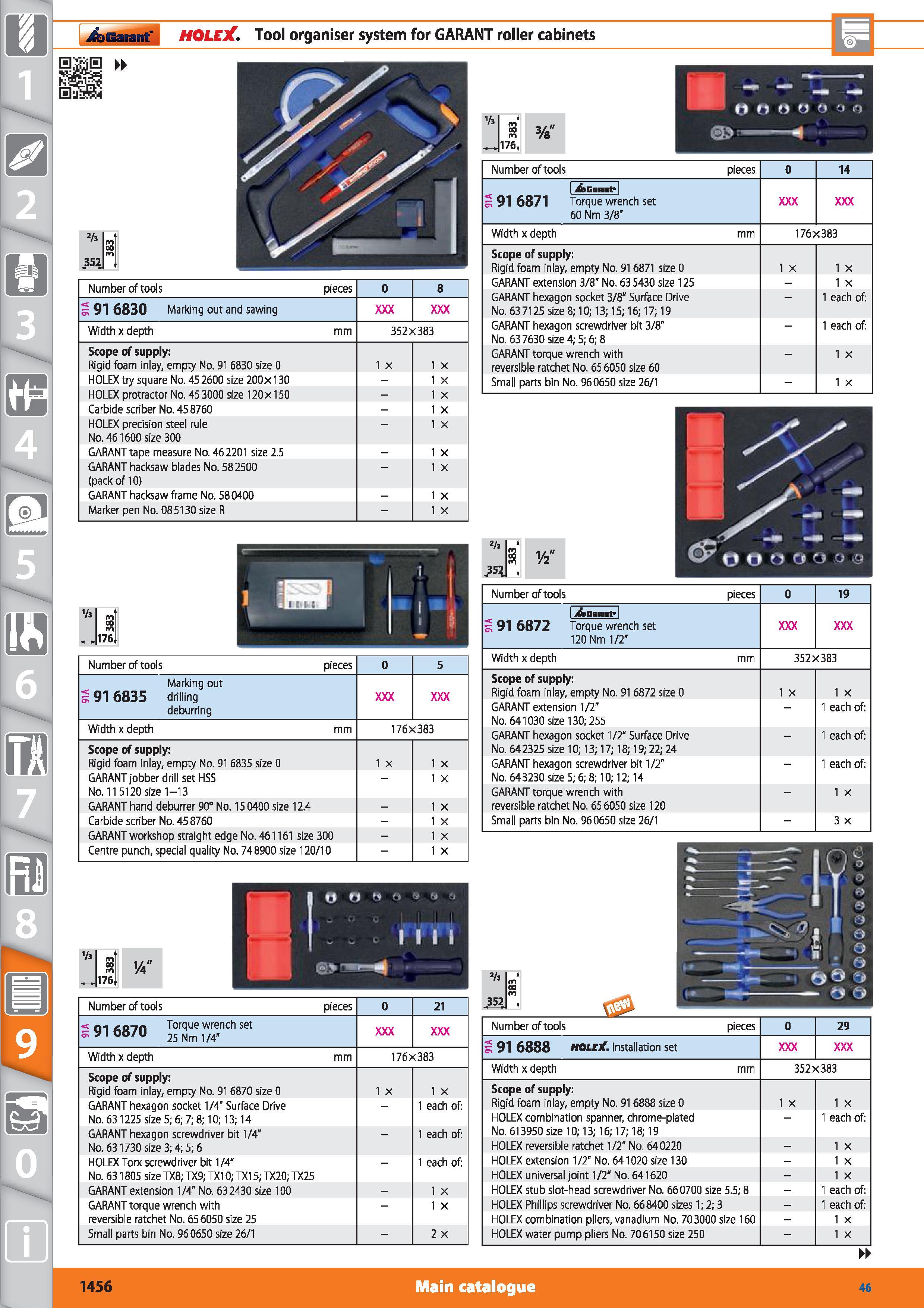 1456 Garant I HOLEX Tool organiser system for GARANT roller cabinets 0 Vi J52 Number of tools pieces 5 91 6830 Marking out and sawing Width x depth Sc Каталог HOFFMANN GROUP 2015 Инструмент режущий слесарный измерительный абразивный Оборудование Комплексные поставки для промышленных предприятий Стр. 1456 ENG